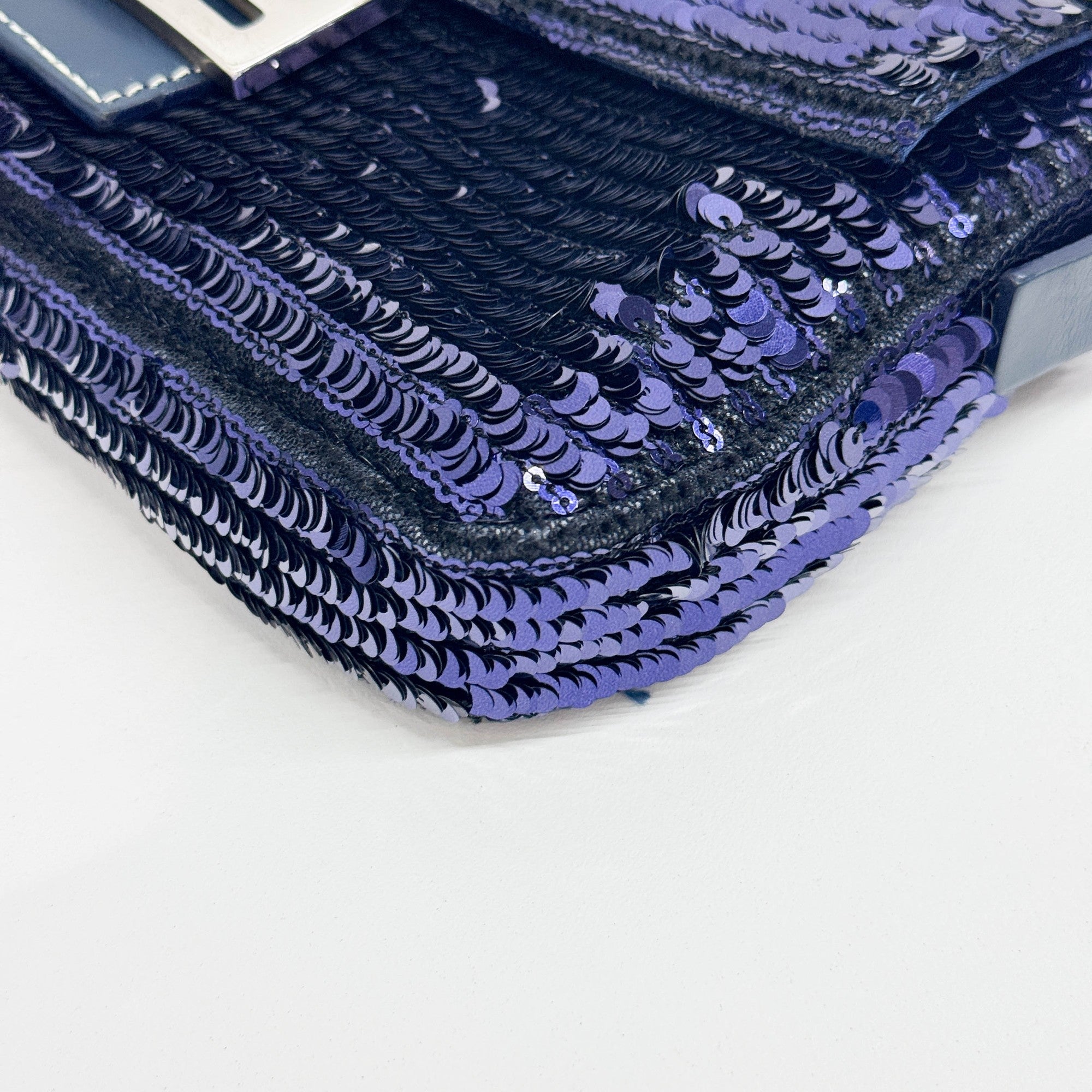 Baguette Blue Sequin Shoulder Bag