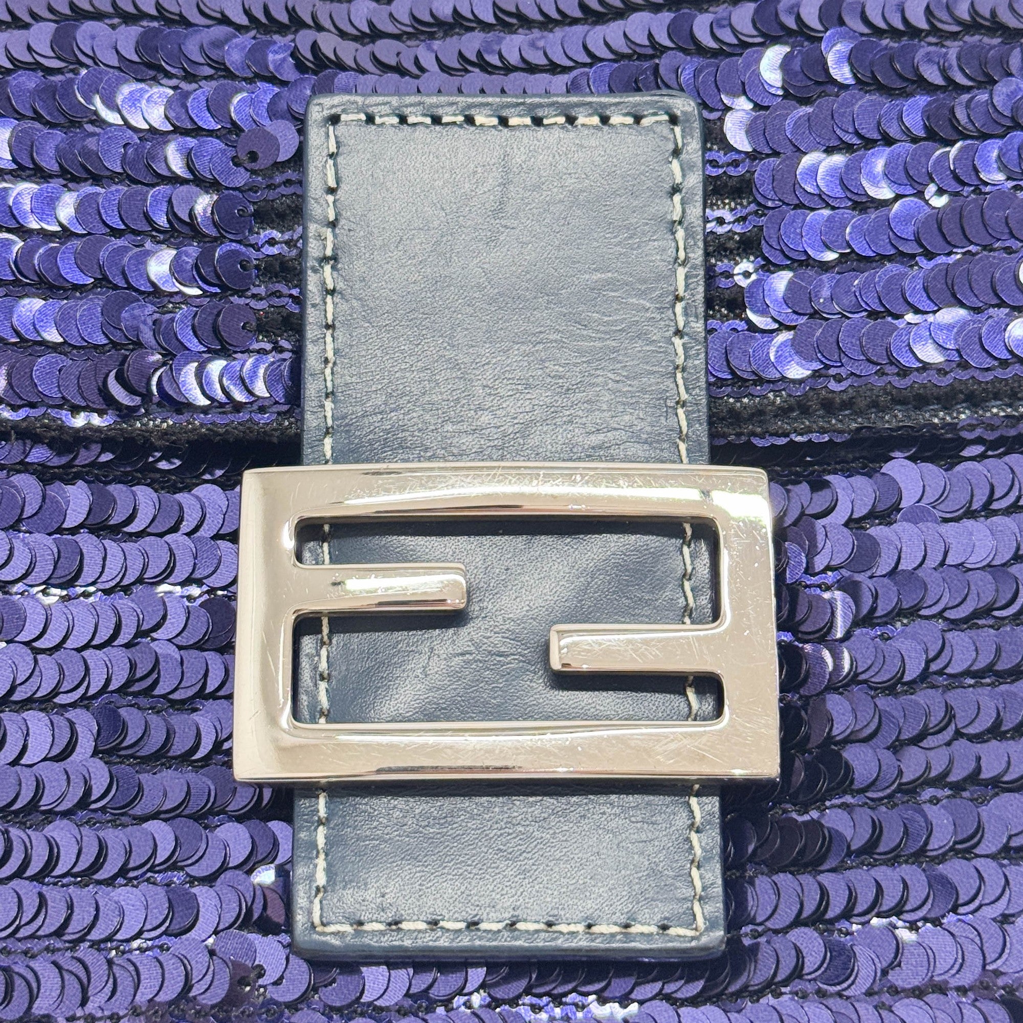 Baguette Blue Sequin Shoulder Bag