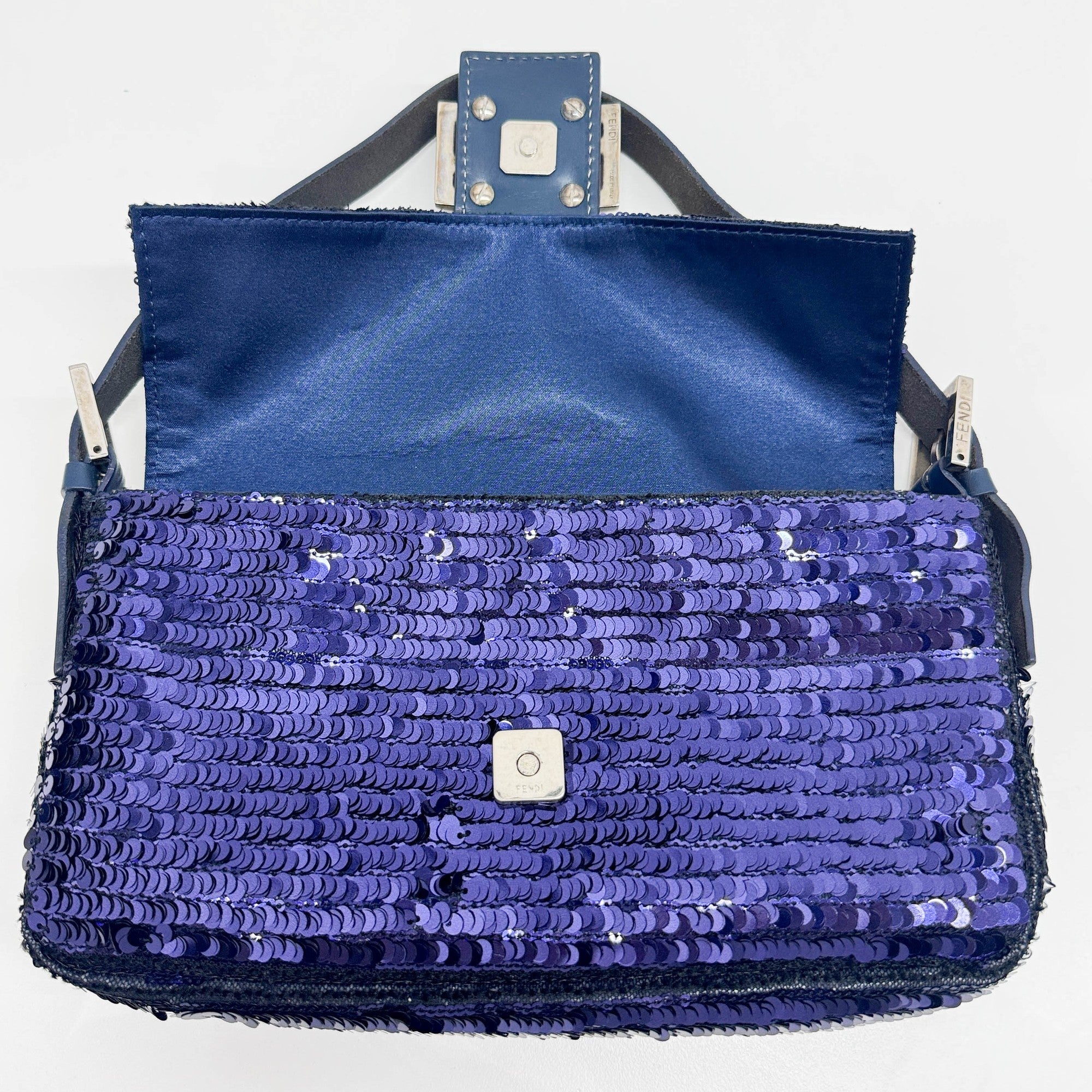 Baguette Blue Sequin Shoulder Bag
