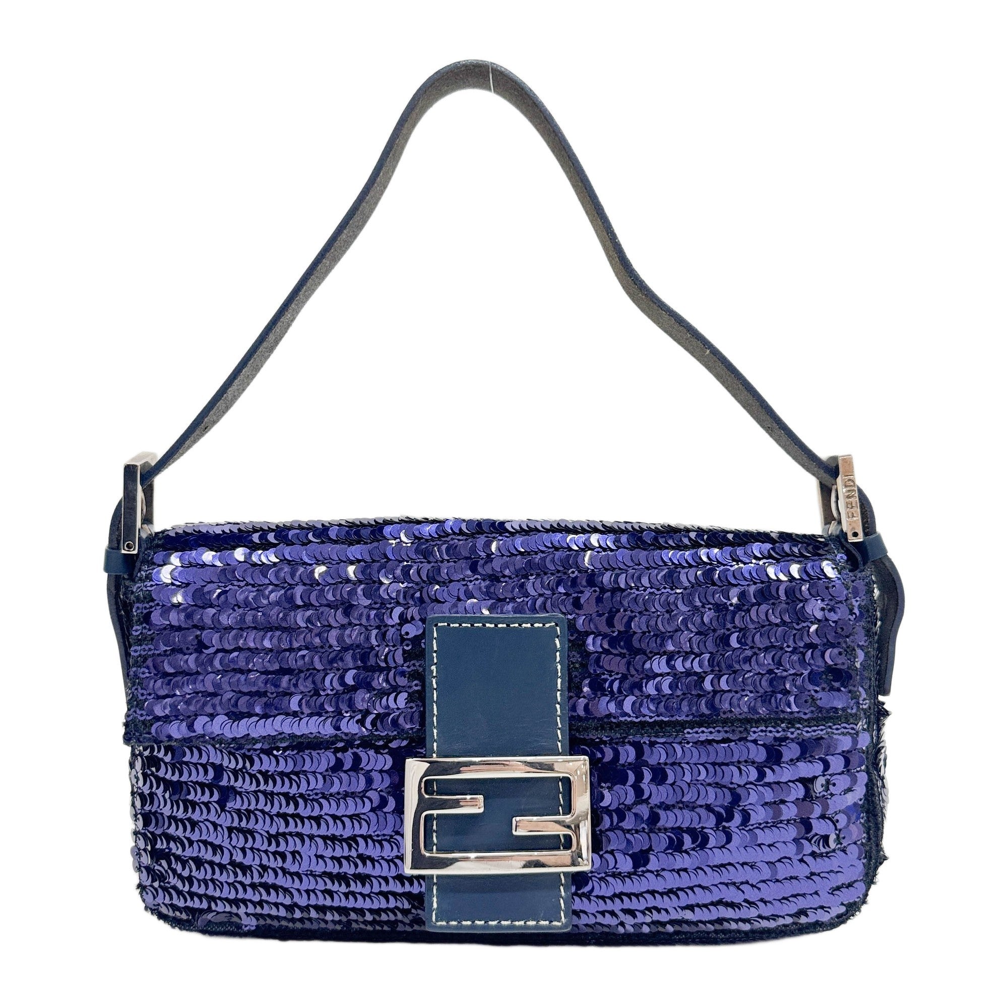 Baguette Blue Sequin Shoulder Bag