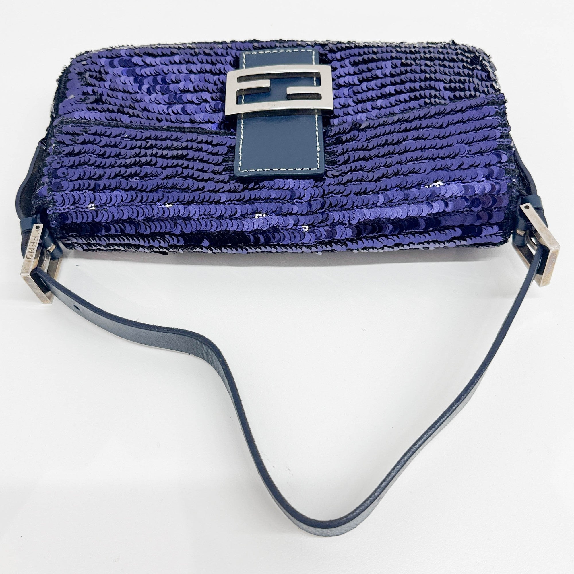 Baguette Blue Sequin Shoulder Bag