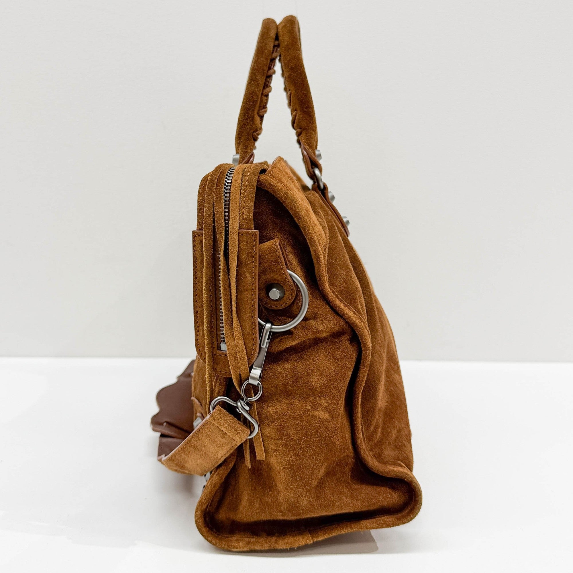The City Brown Suede Two-Way Bag