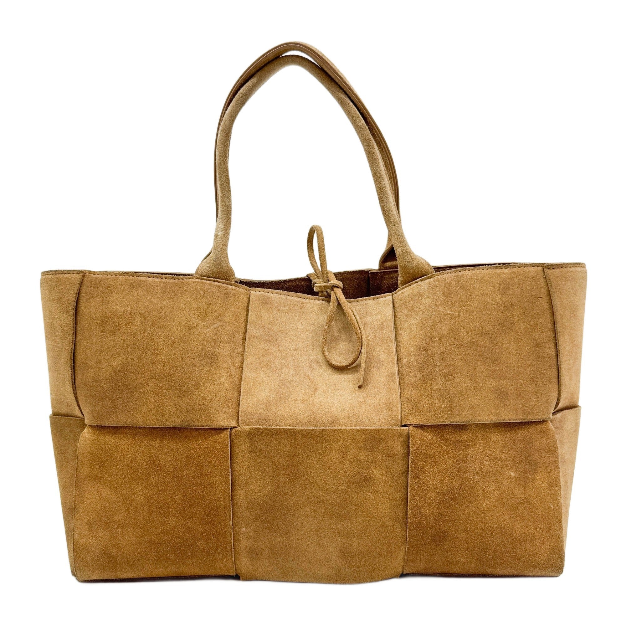 Arco Maxi Intrecciato Brown Suede Tote Bag