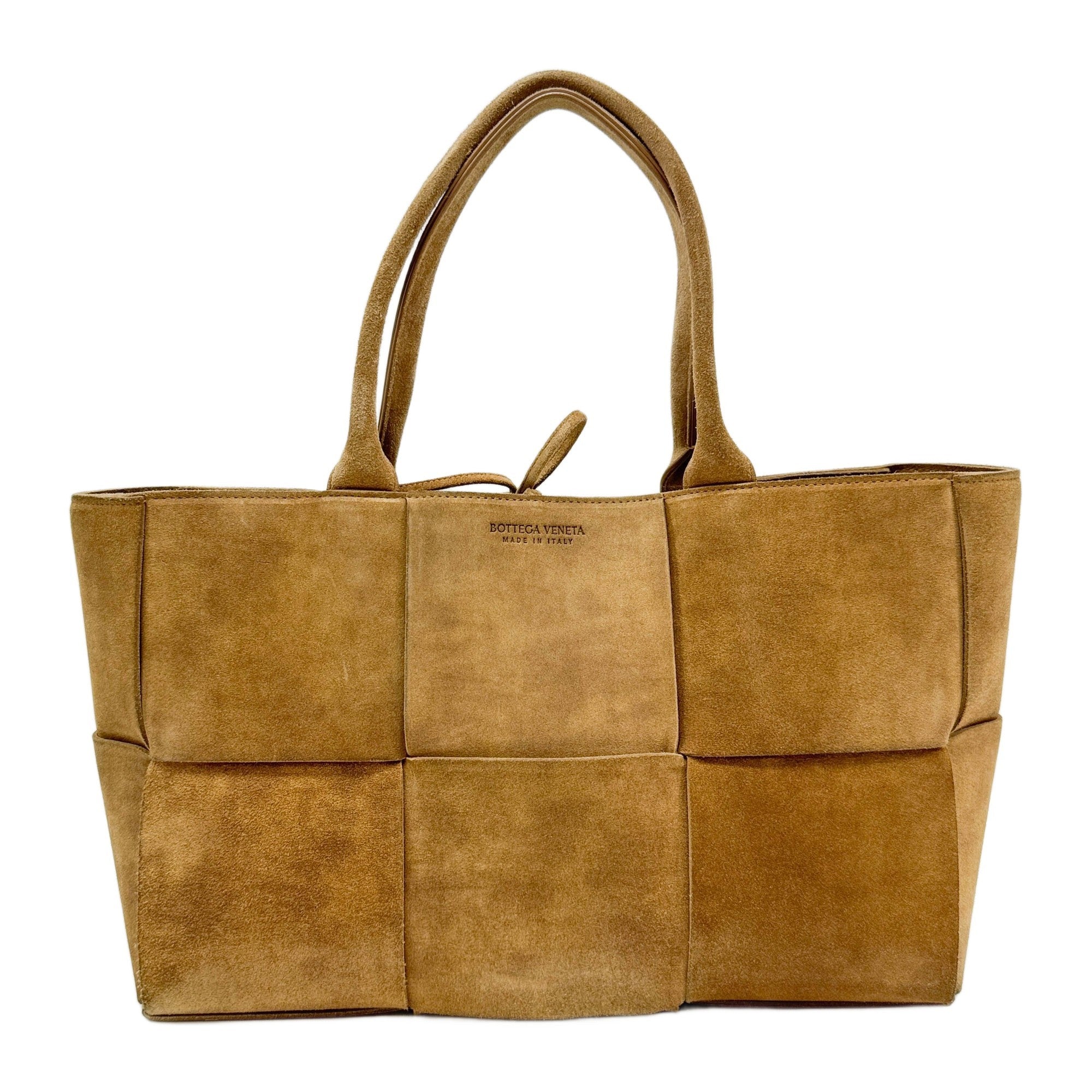 Arco Maxi Intrecciato Brown Suede Tote Bag