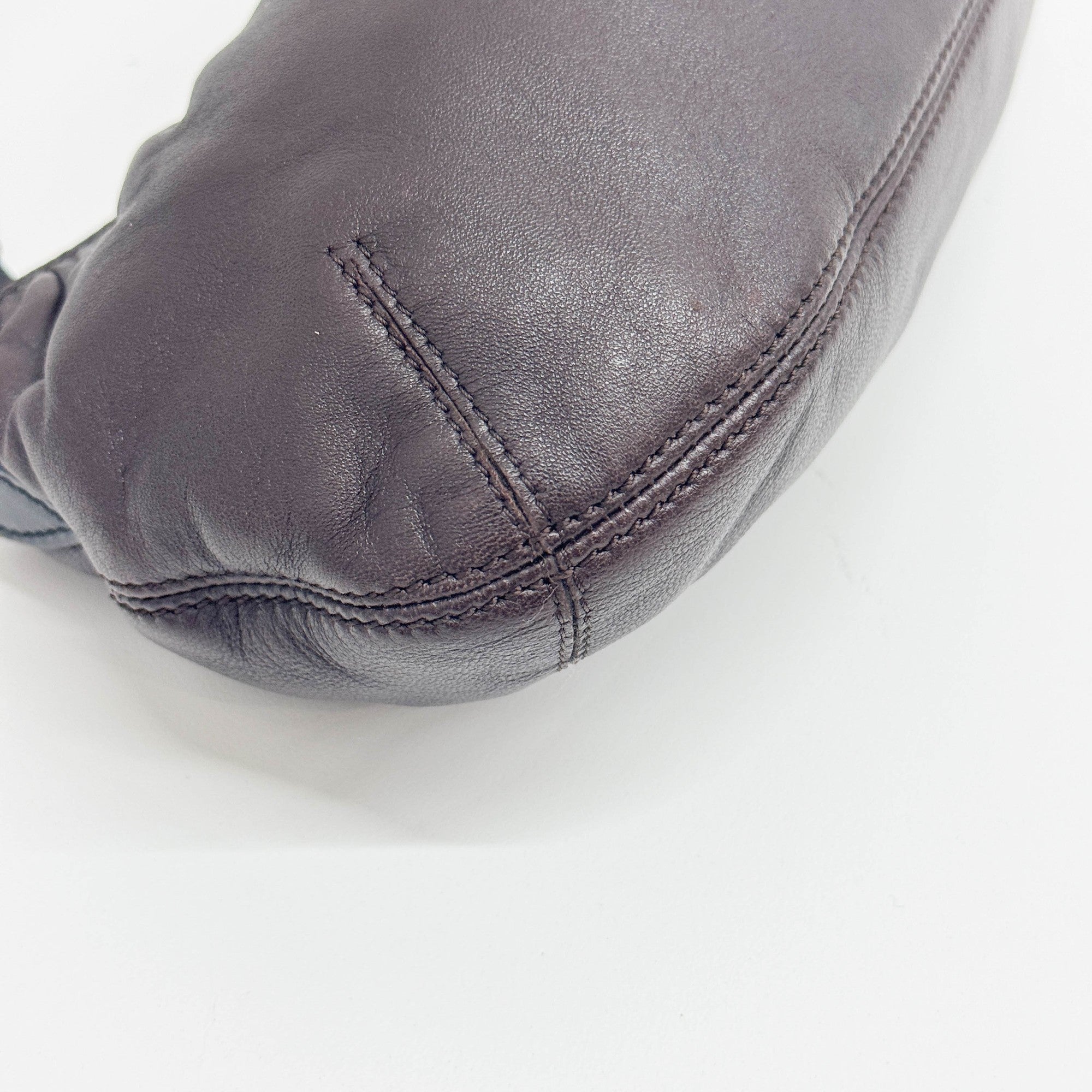 Anagram Espresso Nappa Leather Shoulder Pouch