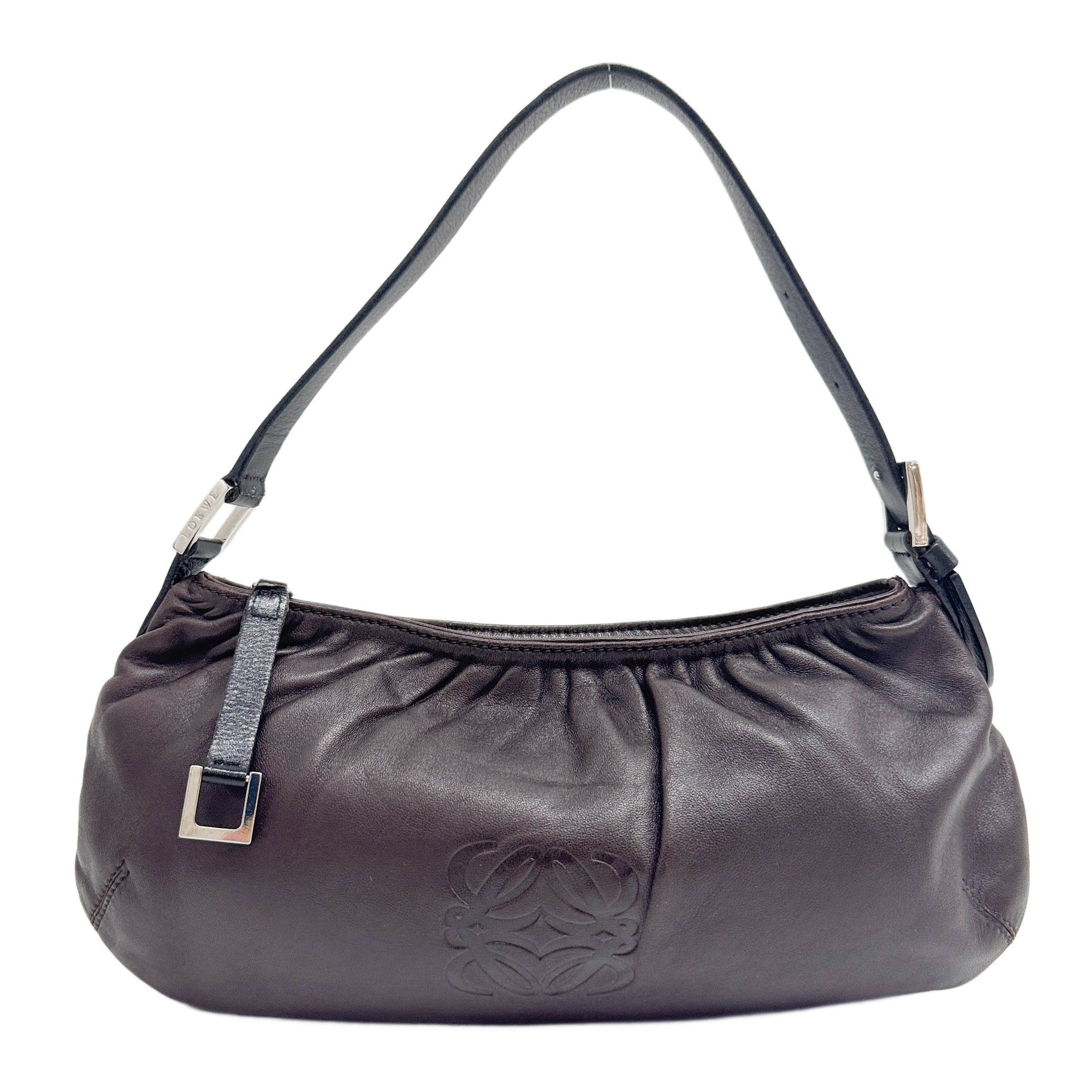 Anagram Espresso Nappa Leather Shoulder Pouch