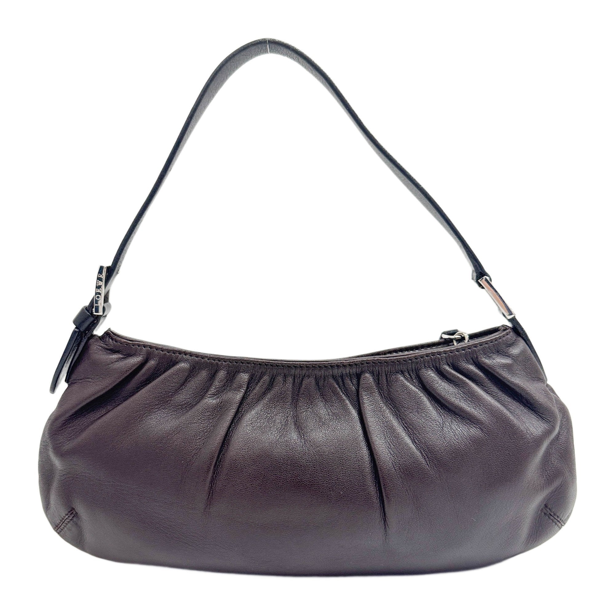 Anagram Espresso Nappa Leather Shoulder Pouch