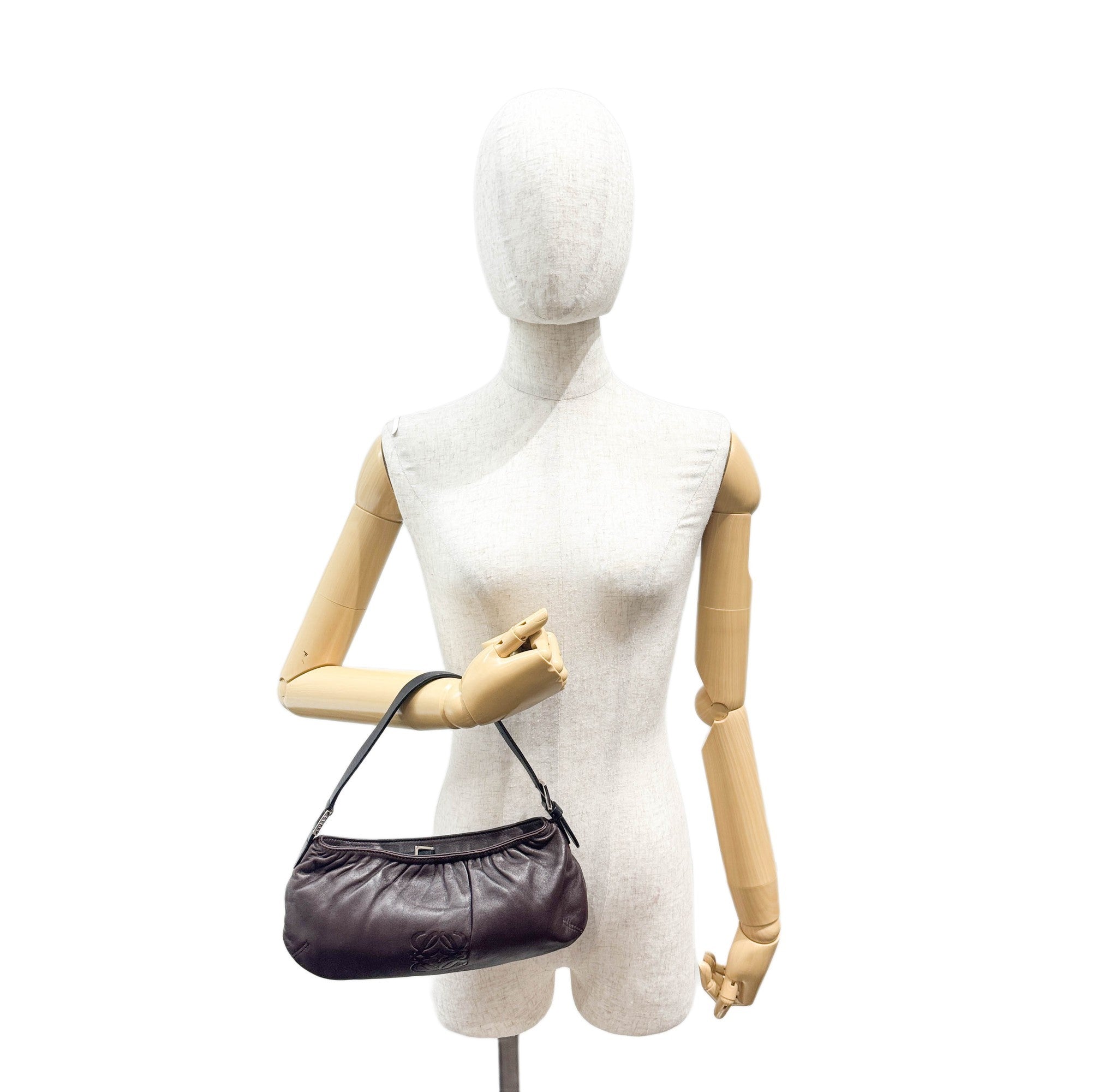 Anagram Espresso Nappa Leather Shoulder Pouch