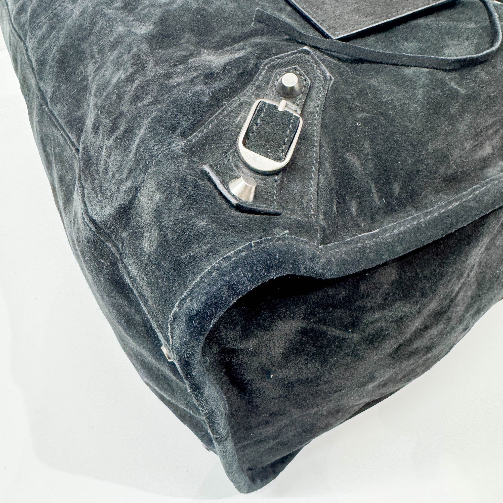 Weekender Black Suede Hand Bag