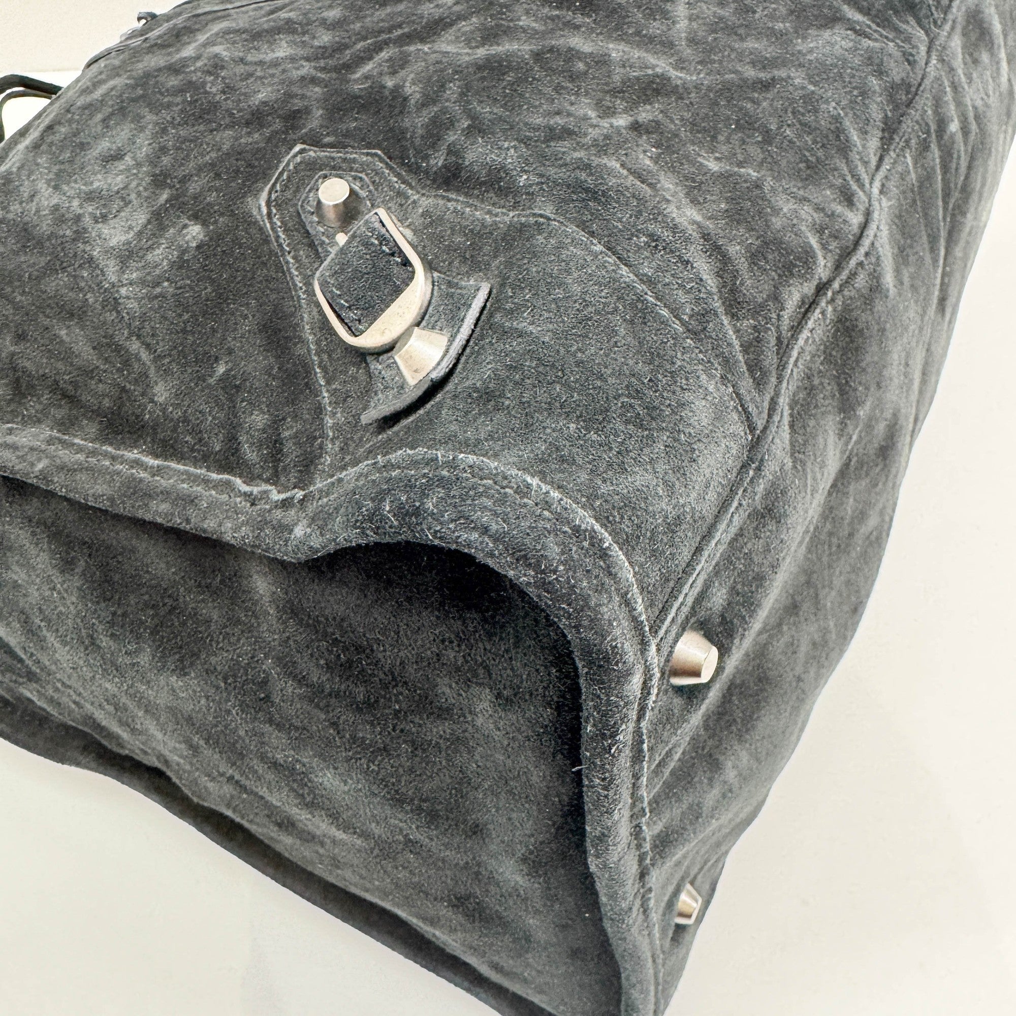 Weekender Black Suede Hand Bag