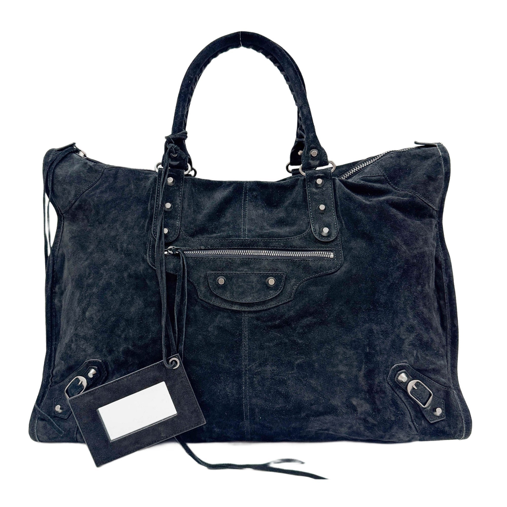 Weekender Black Suede Hand Bag
