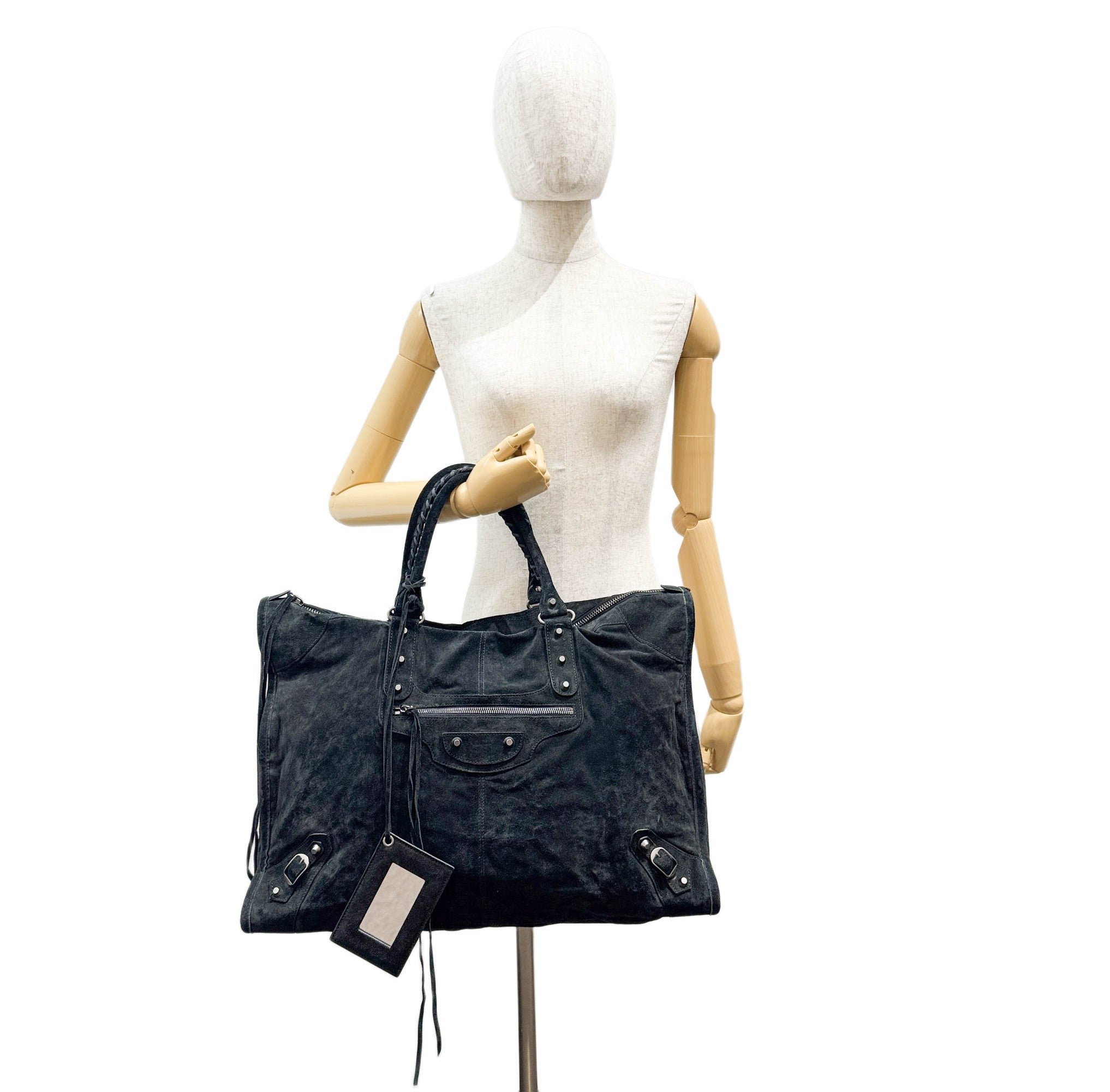 Weekender Black Suede Hand Bag