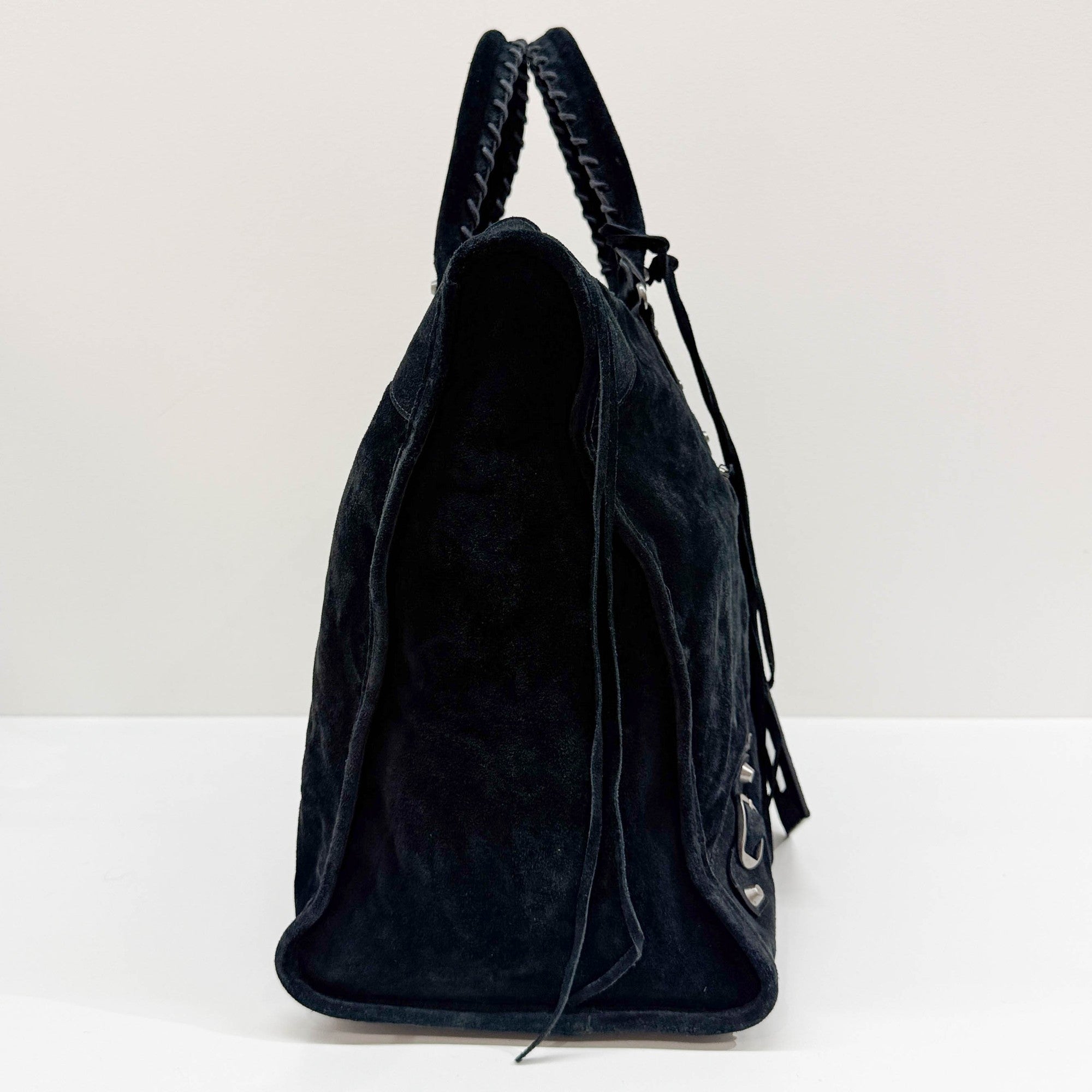 Weekender Black Suede Hand Bag