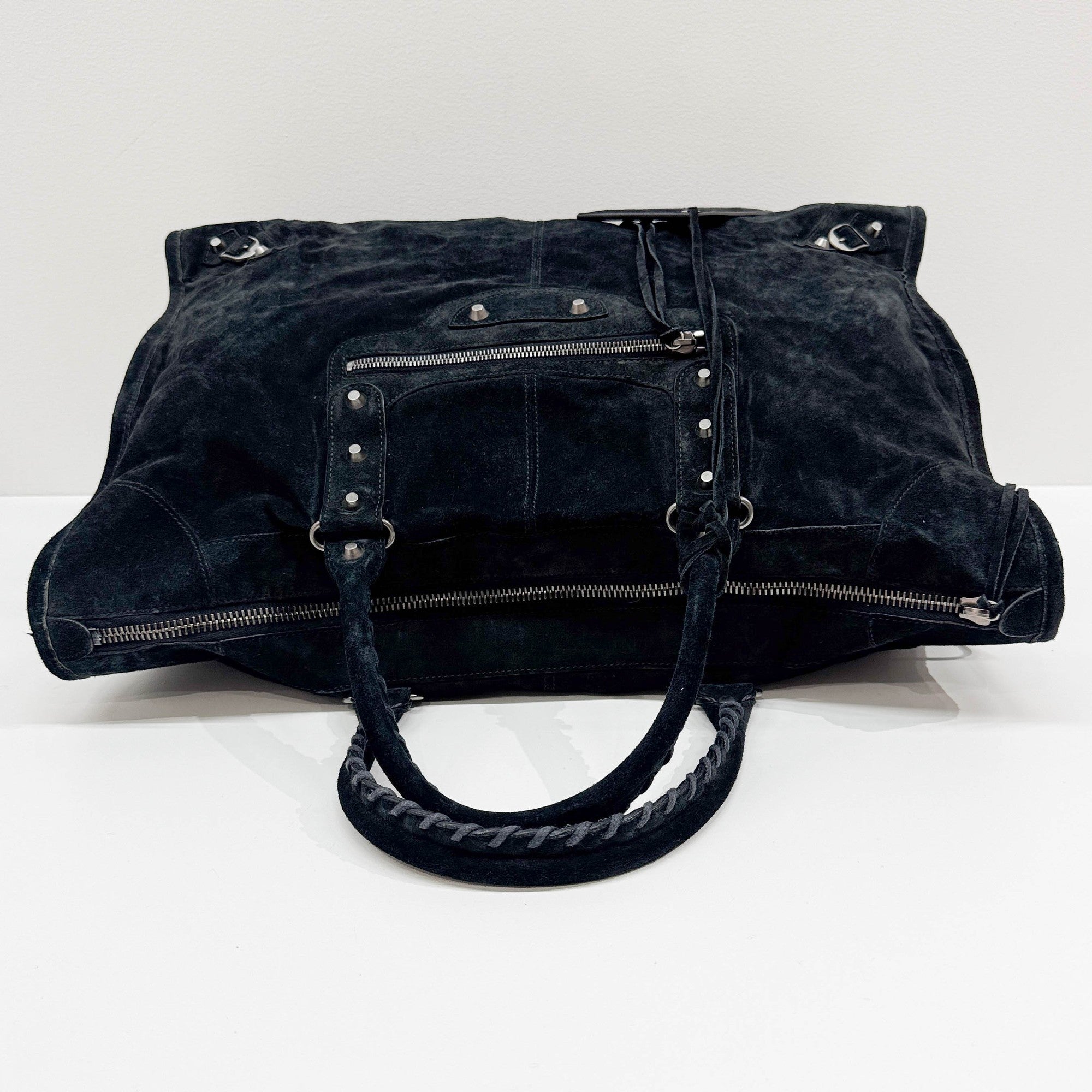 Weekender Black Suede Hand Bag