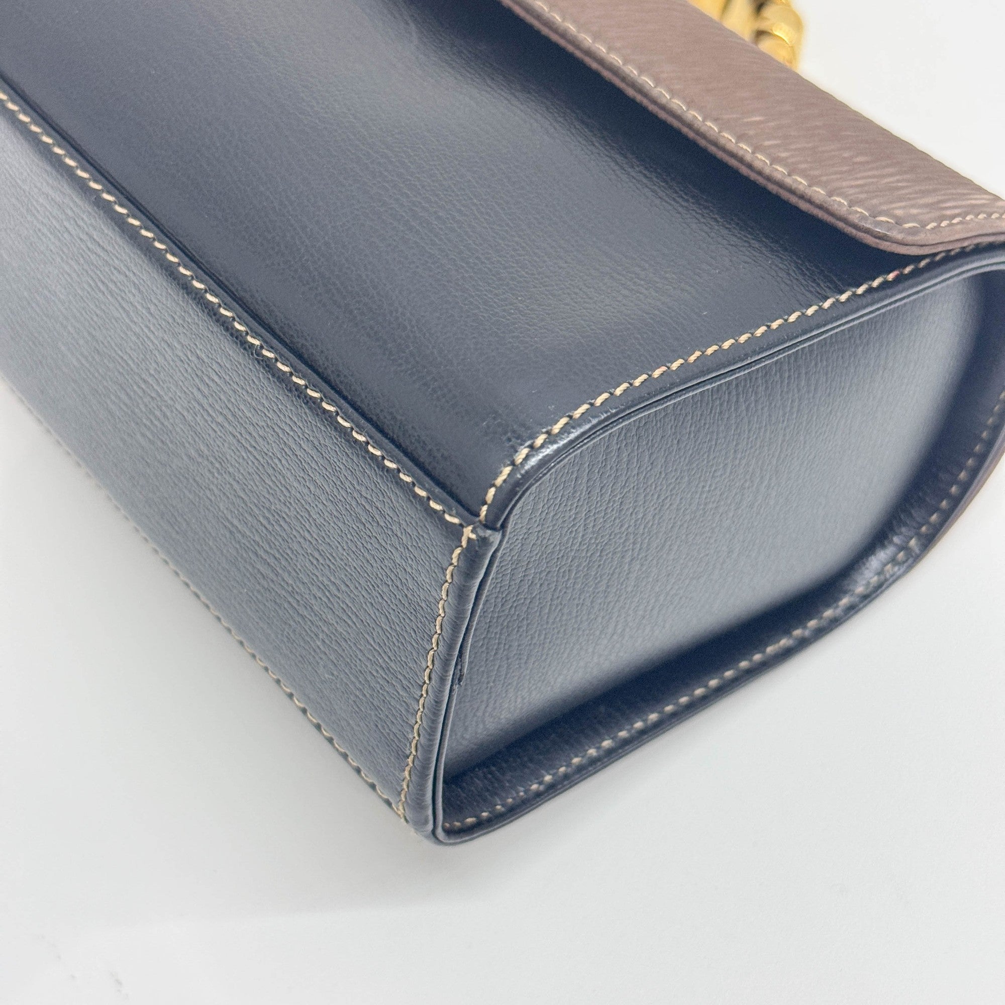 Velazquez Brown & Black Leather Hand Bag