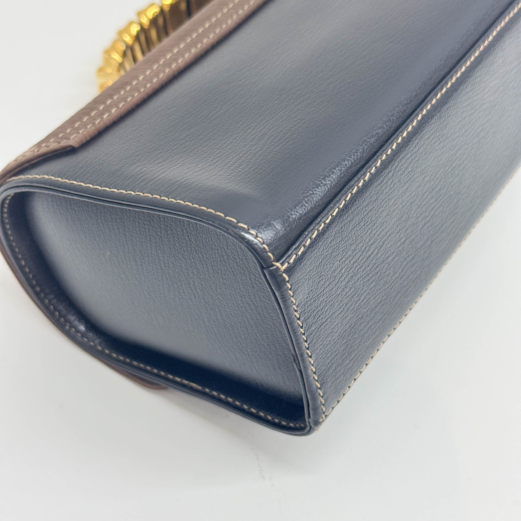 Velazquez Brown & Black Leather Hand Bag