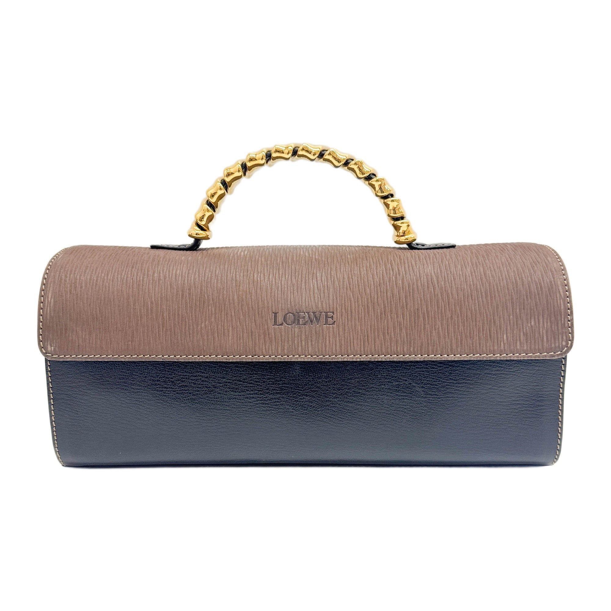 Velazquez Brown & Black Leather Hand Bag