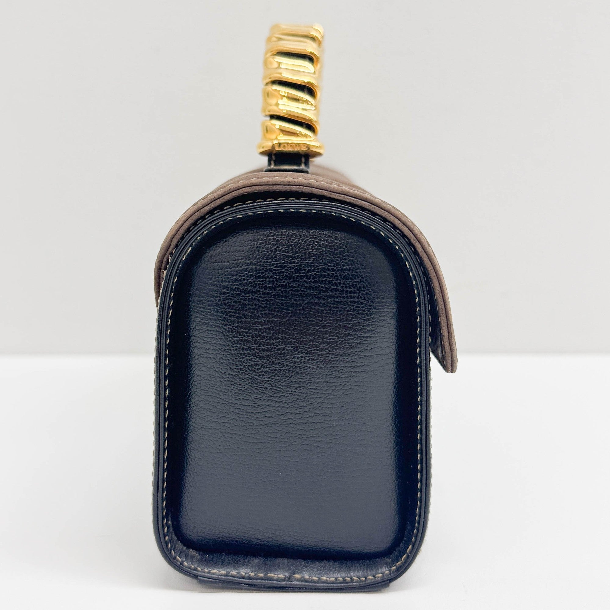 Velazquez Brown & Black Leather Hand Bag