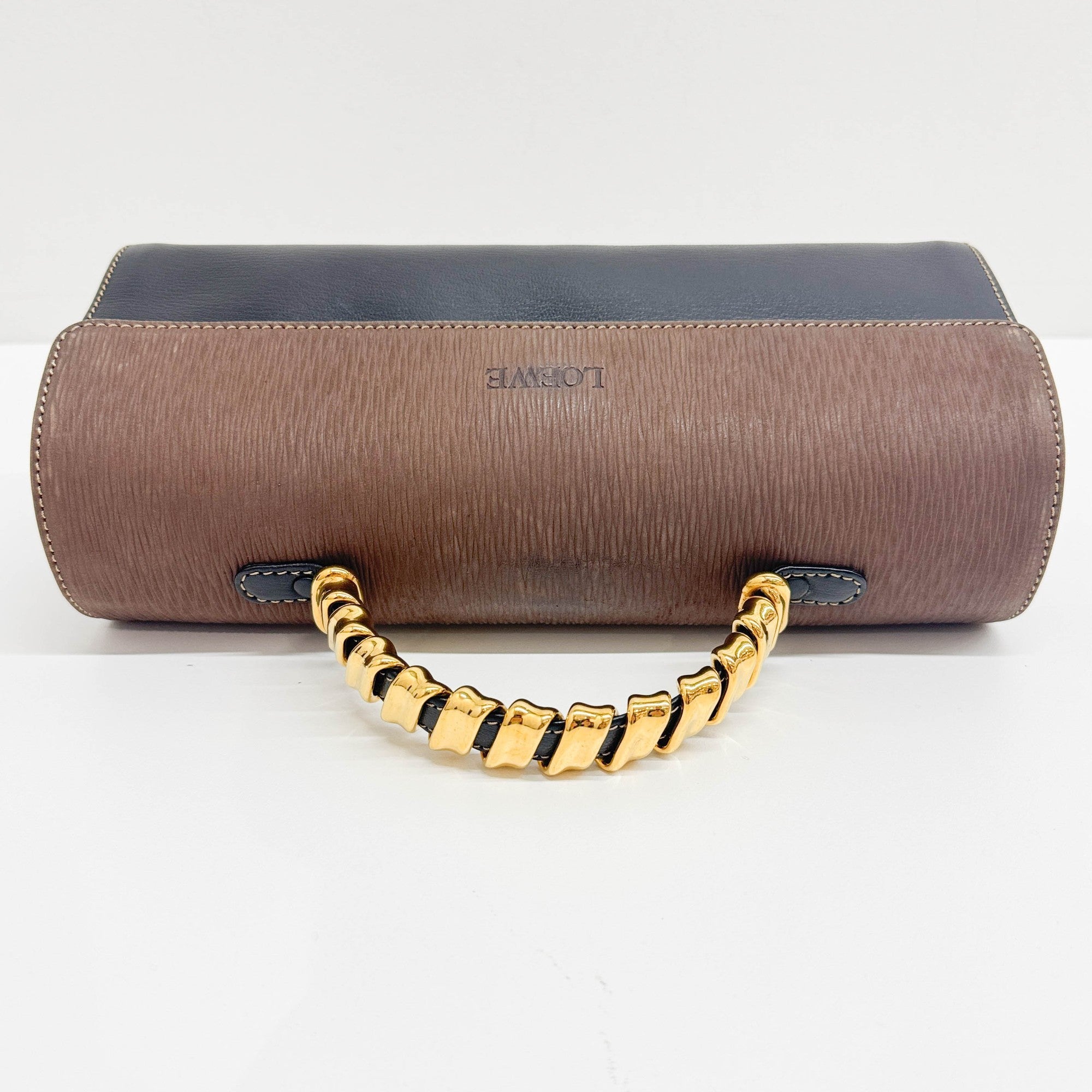 Velazquez Brown & Black Leather Hand Bag