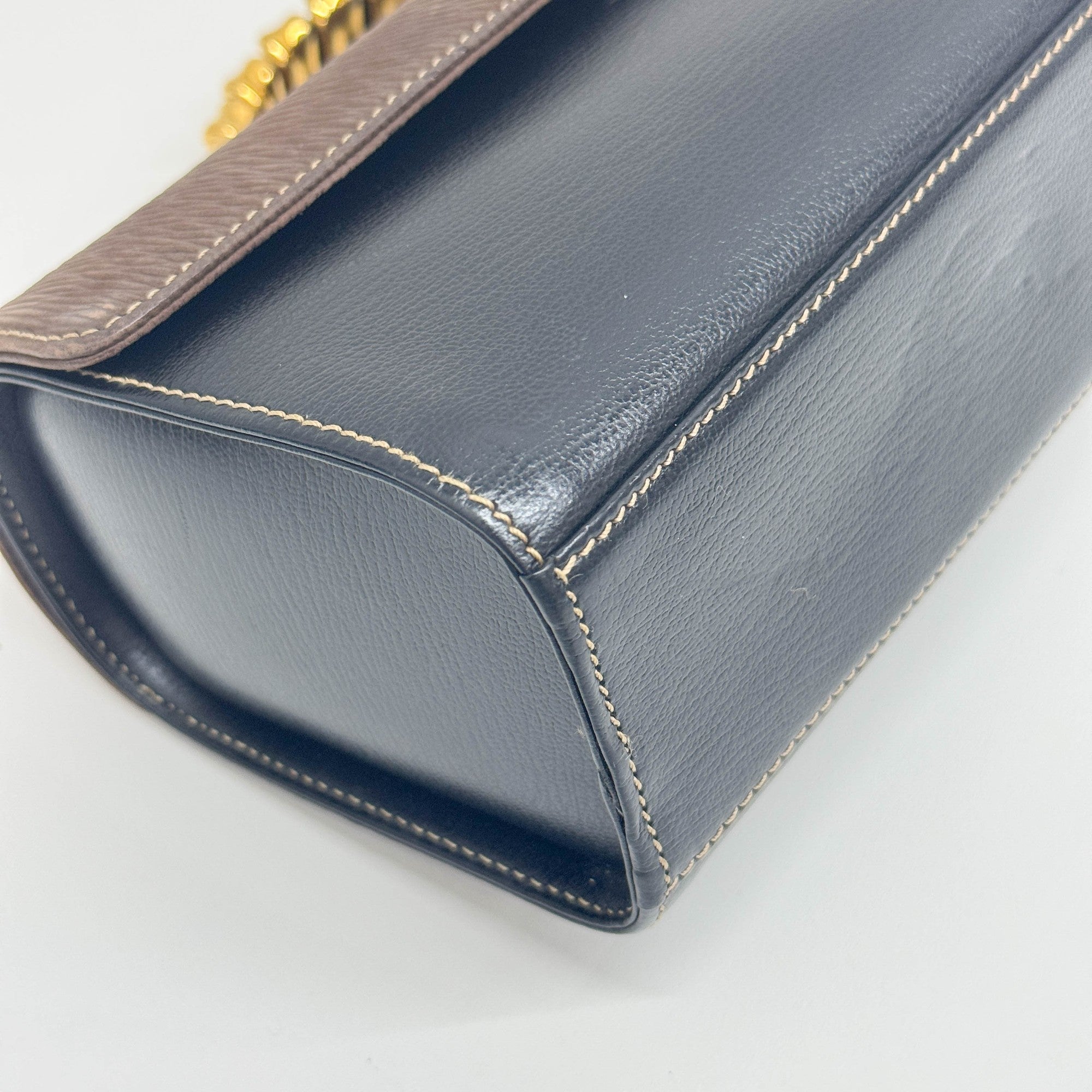 Velazquez Brown & Black Leather Hand Bag