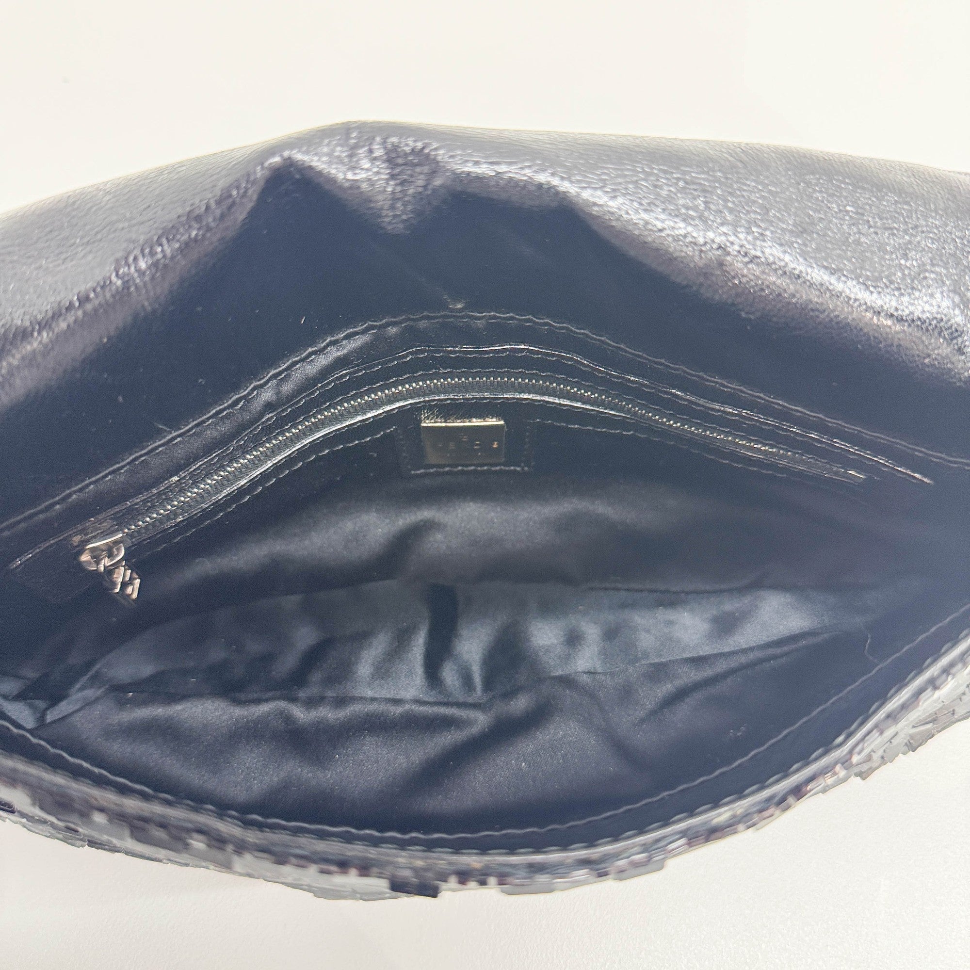 Baguette Black Sequin Shoulder Bag