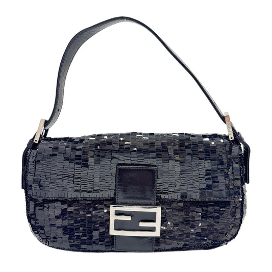 Baguette Black Sequin Shoulder Bag