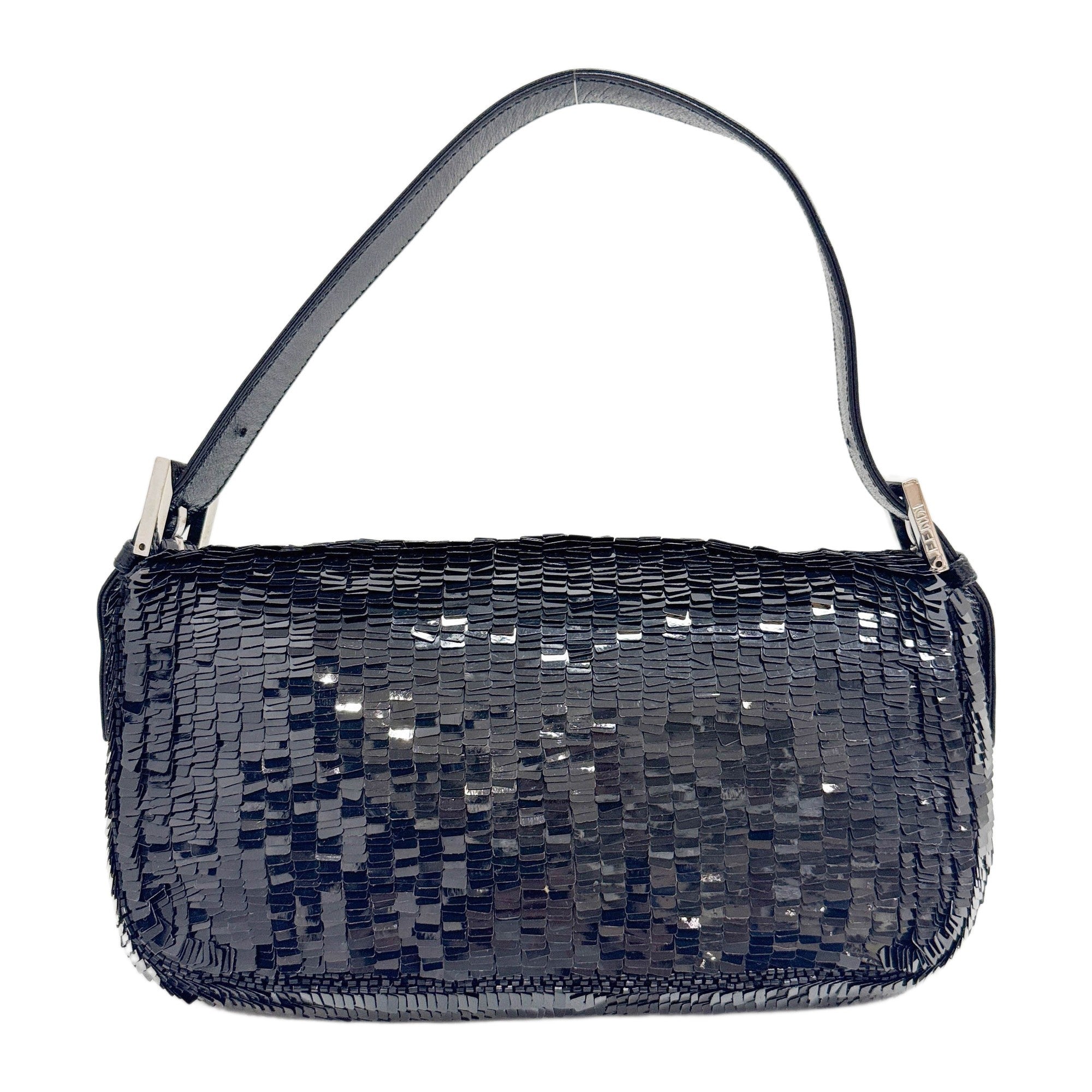 Baguette Black Sequin Shoulder Bag