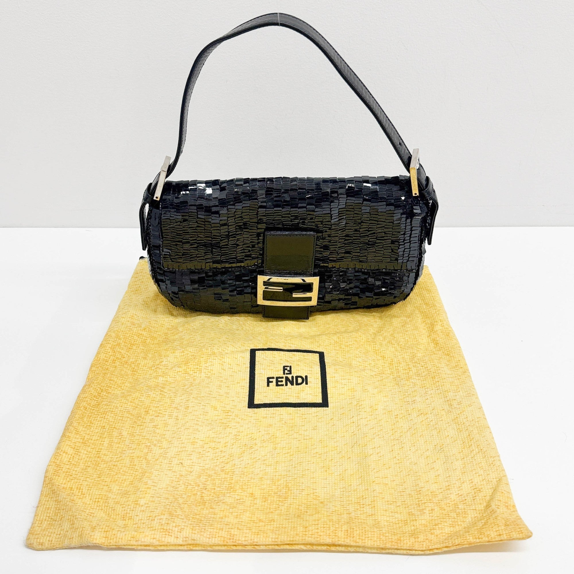 Baguette Black Sequin Shoulder Bag