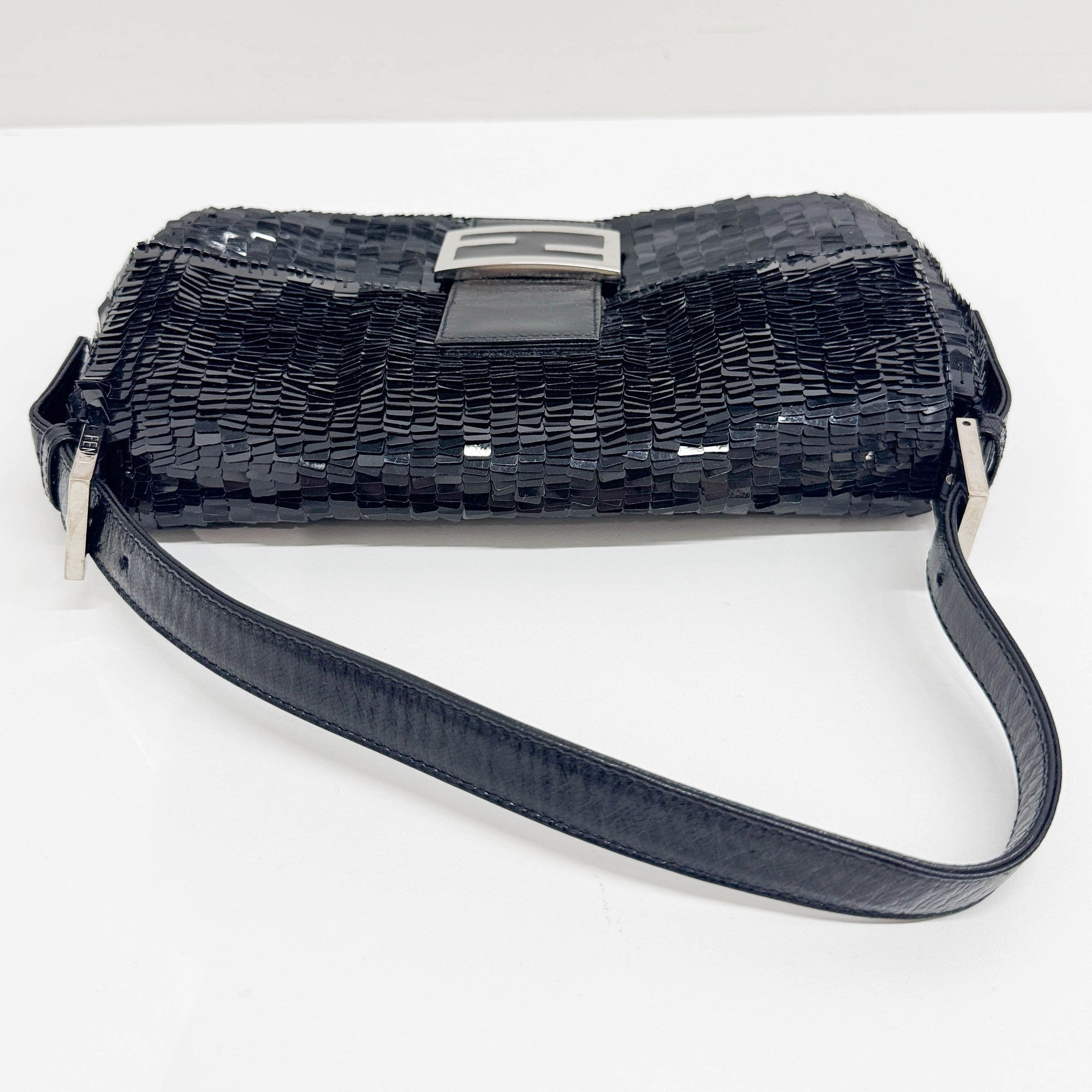 Baguette Black Sequin Shoulder Bag