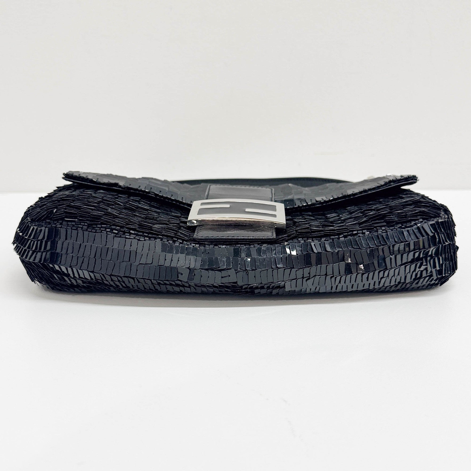 Baguette Black Sequin Shoulder Bag