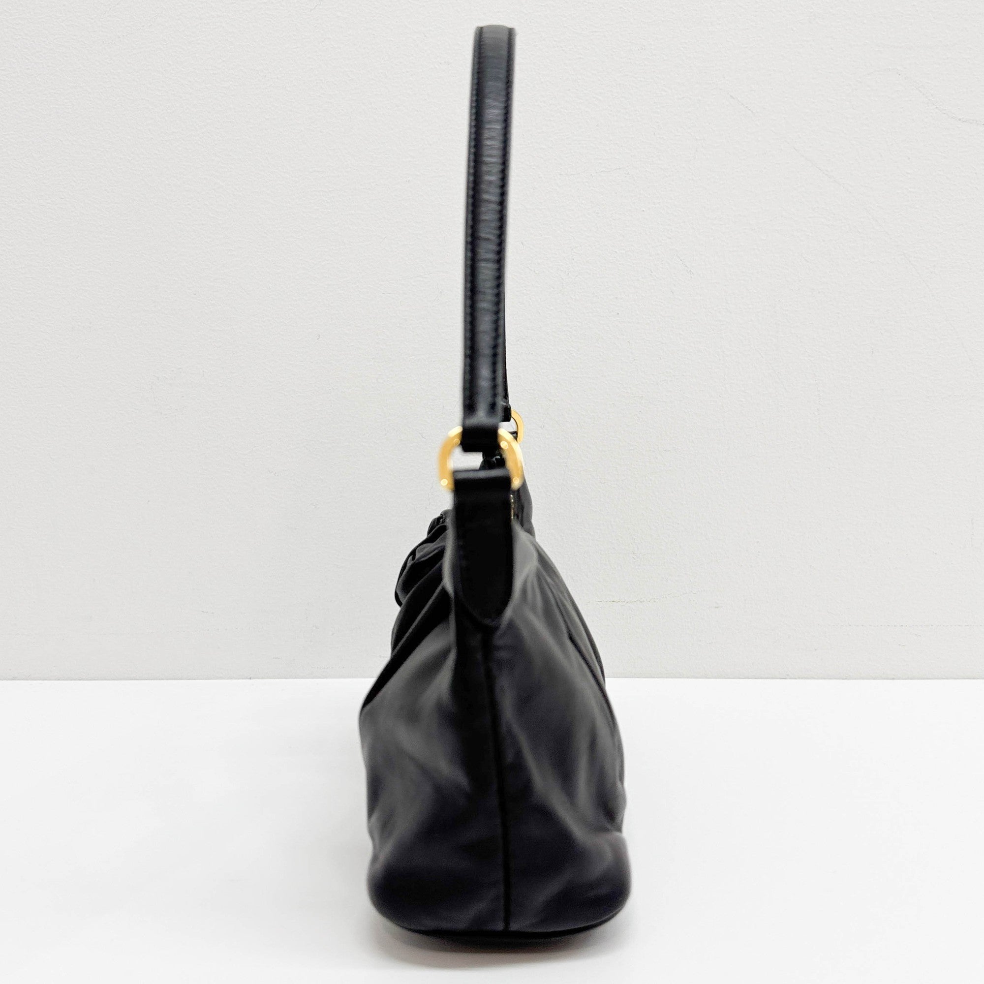 Roses Black Leather Shoulder Bag