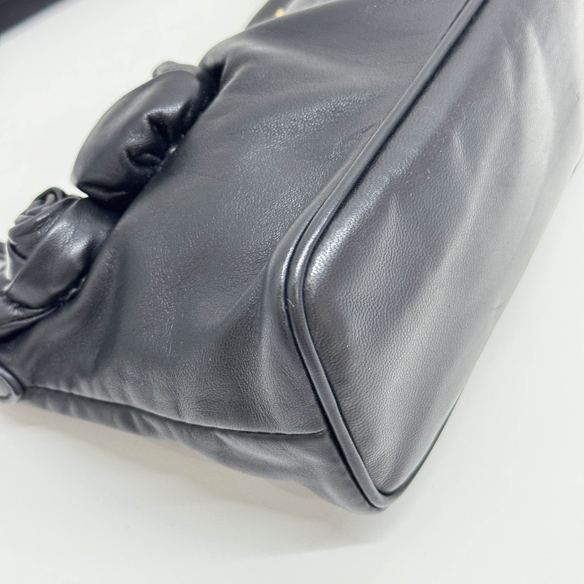 Roses Black Leather Shoulder Bag