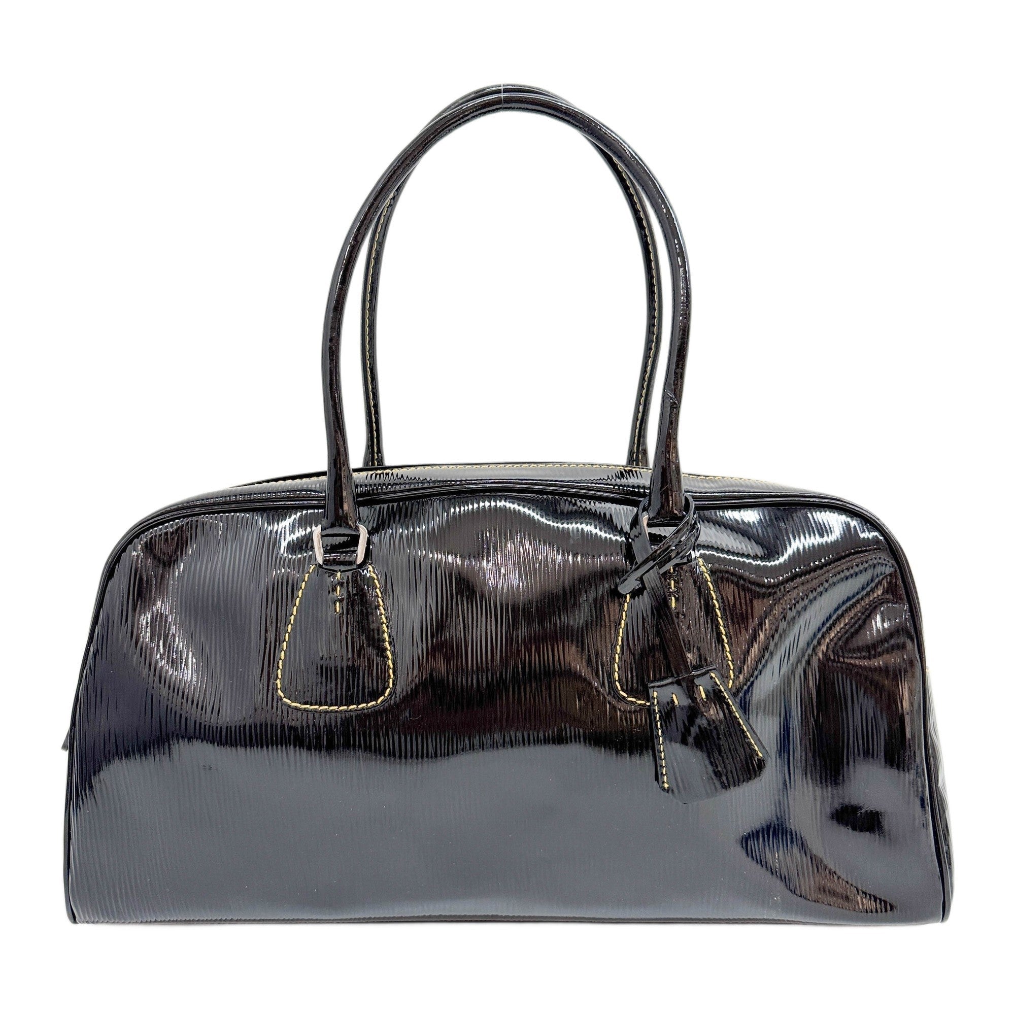 Bowling Black Leather Shoulder Bag