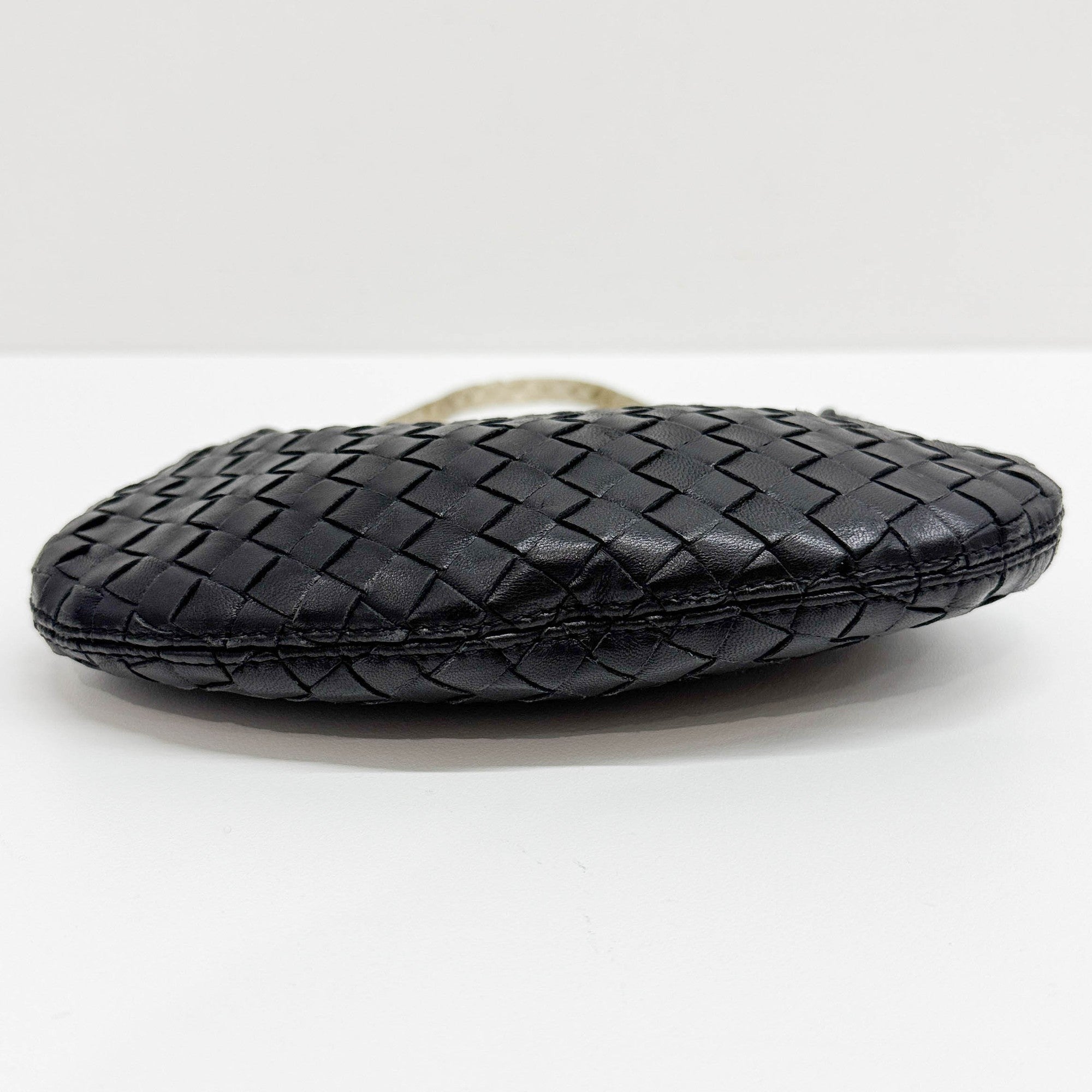 Intrecciato Black Leather Shoulder Bag