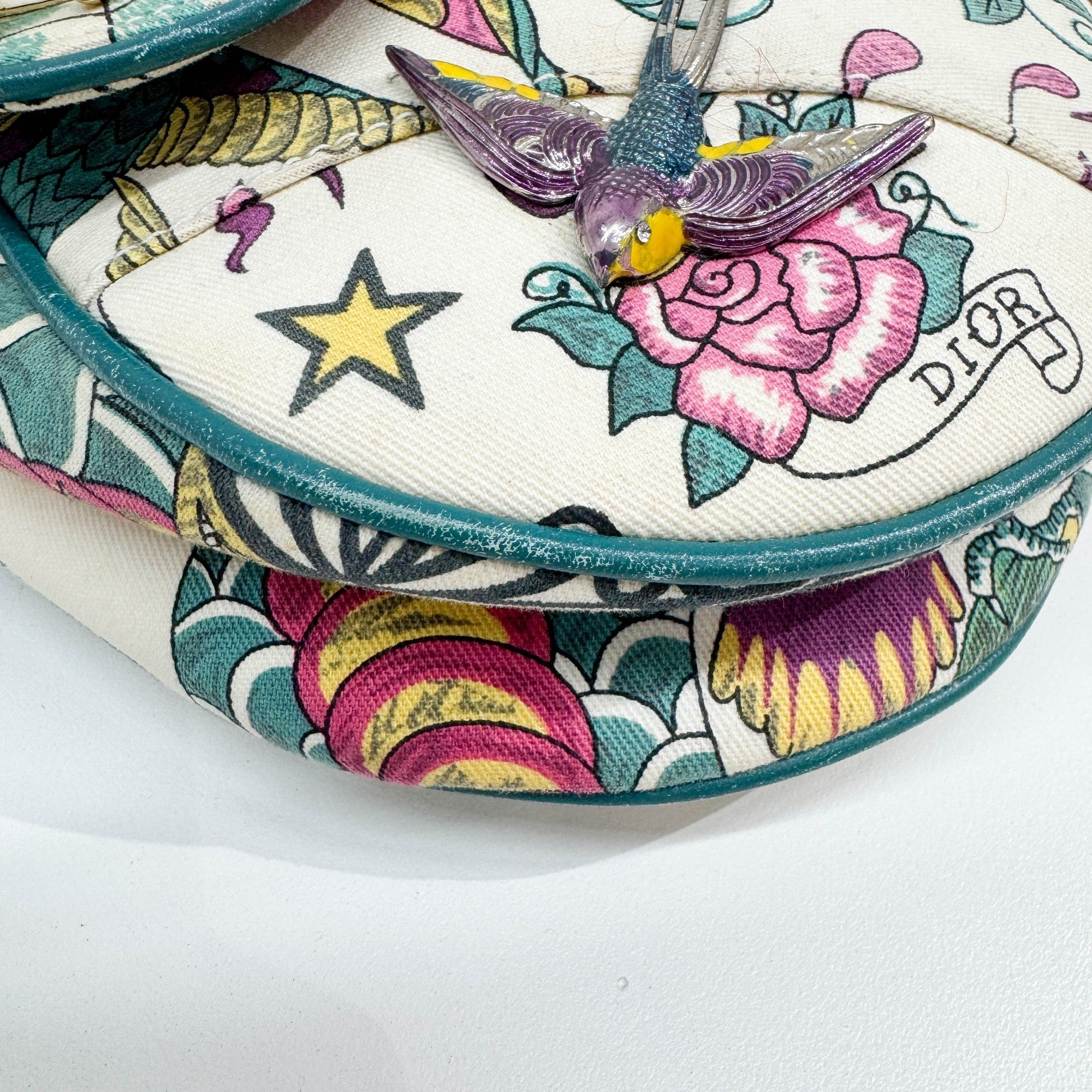 Saddle "Loves John" White Canvas Shoulder Bag