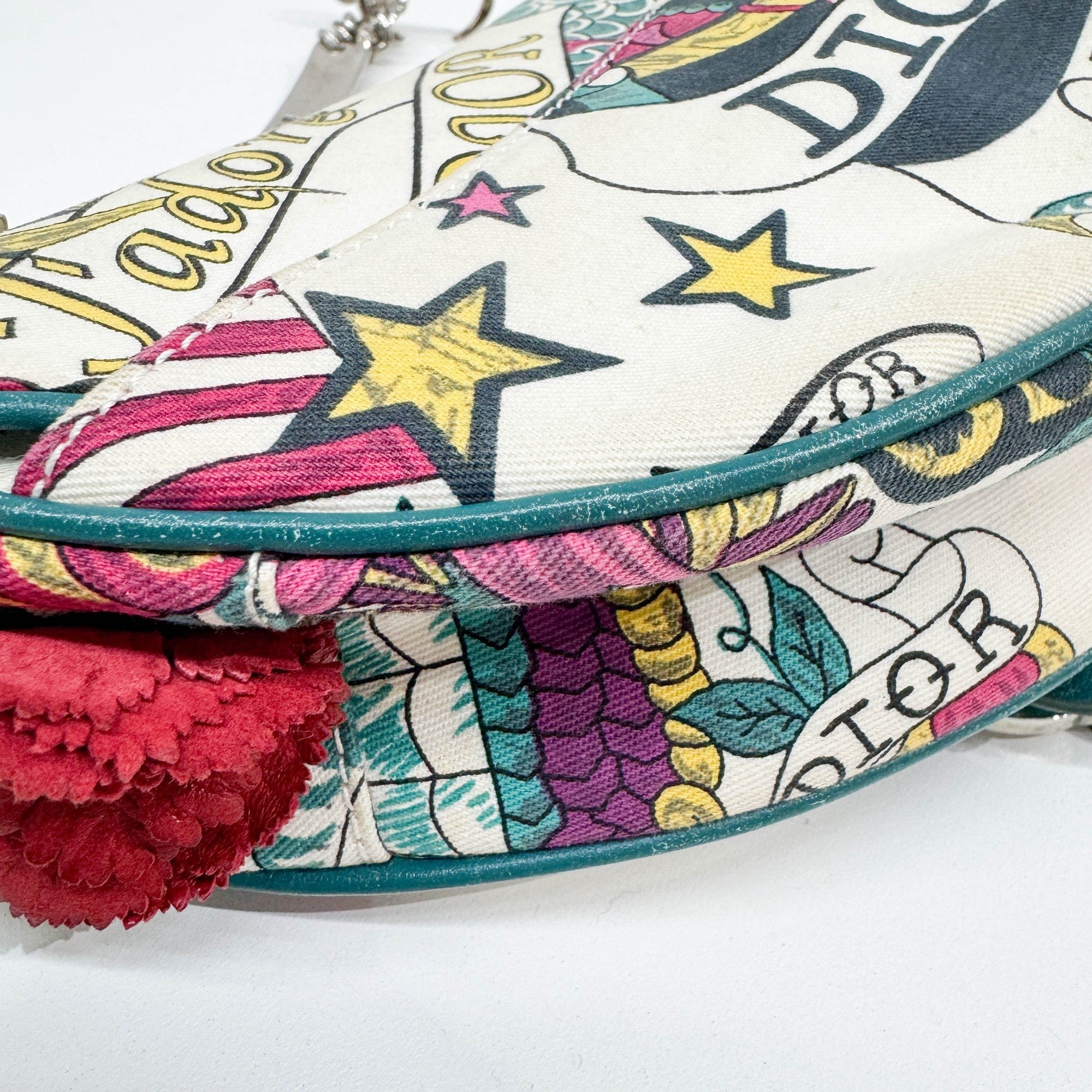 Saddle "Loves John" White Canvas Shoulder Bag