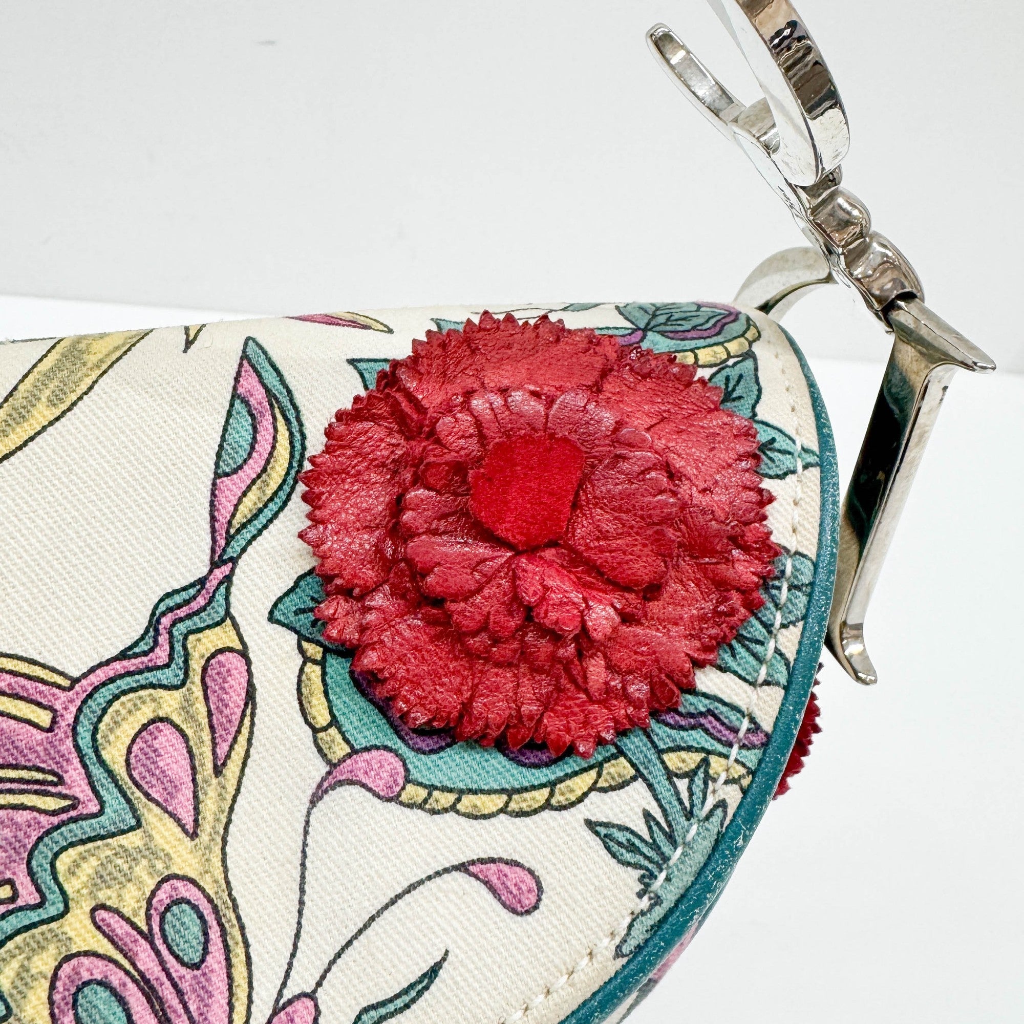 Saddle "Loves John" White Canvas Shoulder Bag