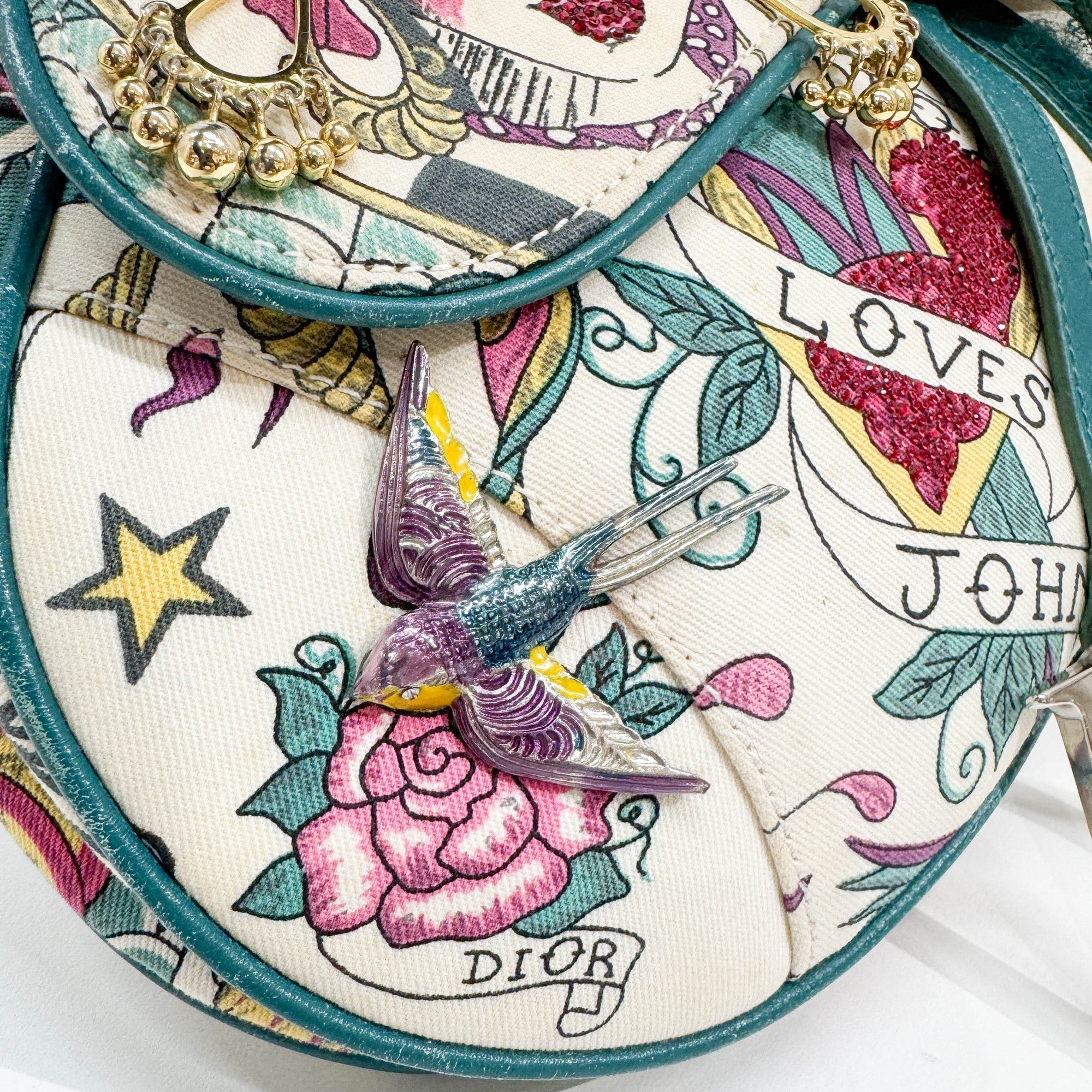 Saddle "Loves John" White Canvas Shoulder Bag