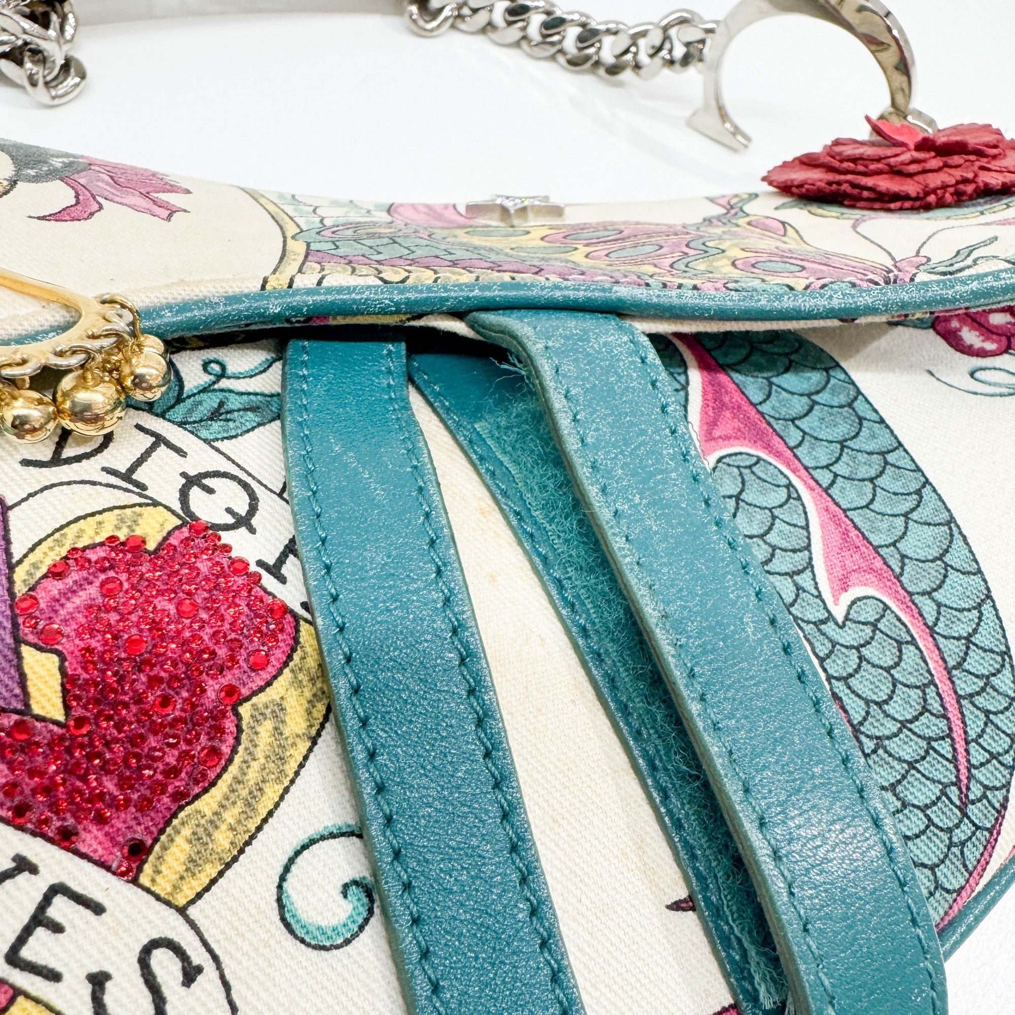 Saddle "Loves John" White Canvas Shoulder Bag