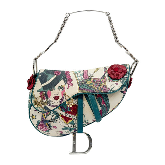 Saddle "Loves John" White Canvas Shoulder Bag