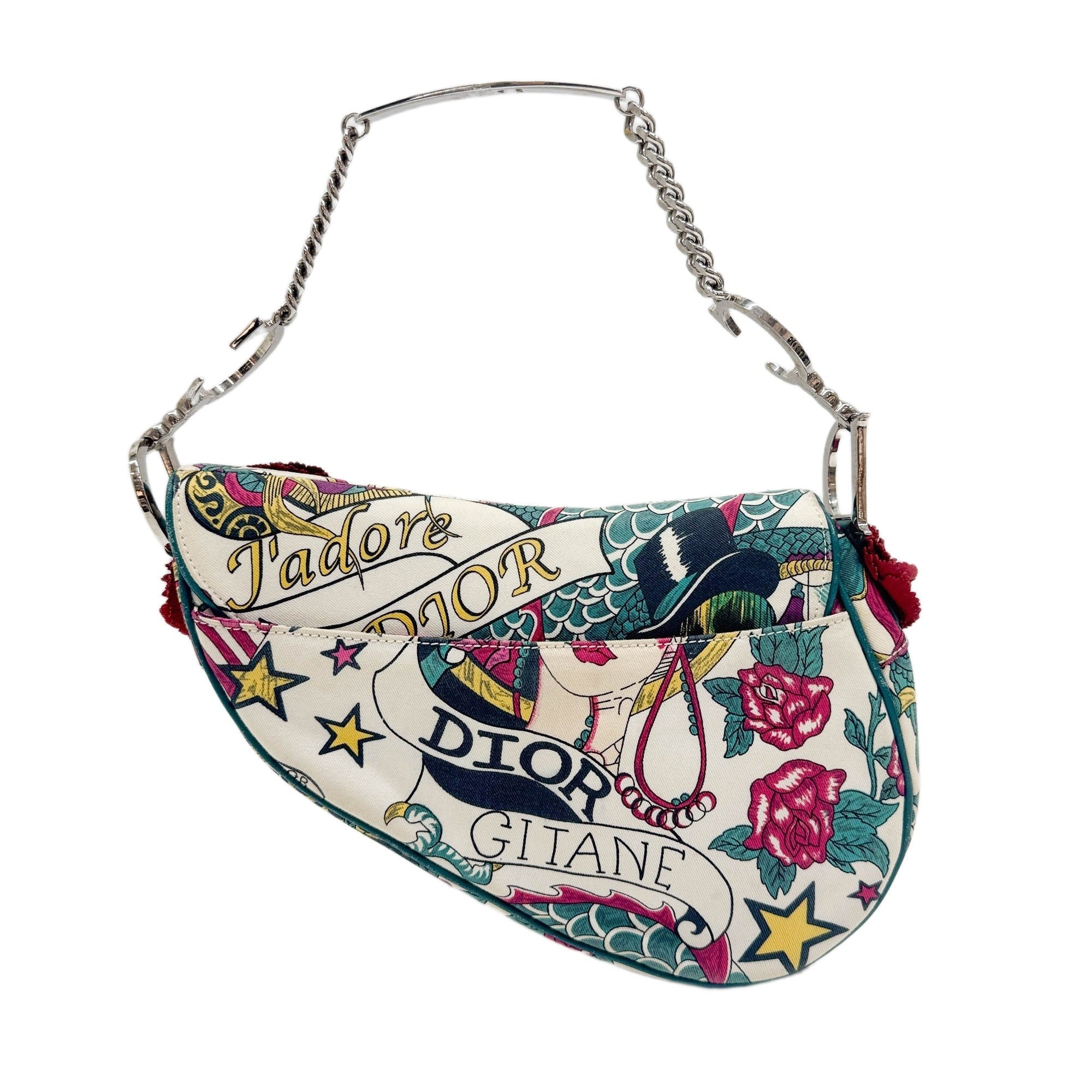 Saddle "Loves John" White Canvas Shoulder Bag