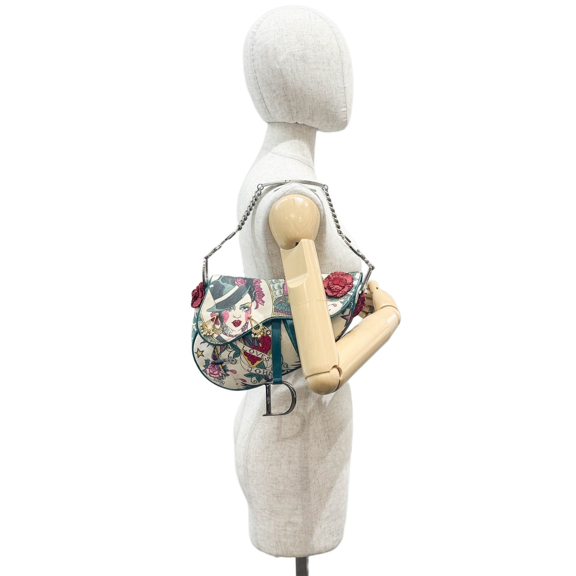 Saddle "Loves John" White Canvas Shoulder Bag