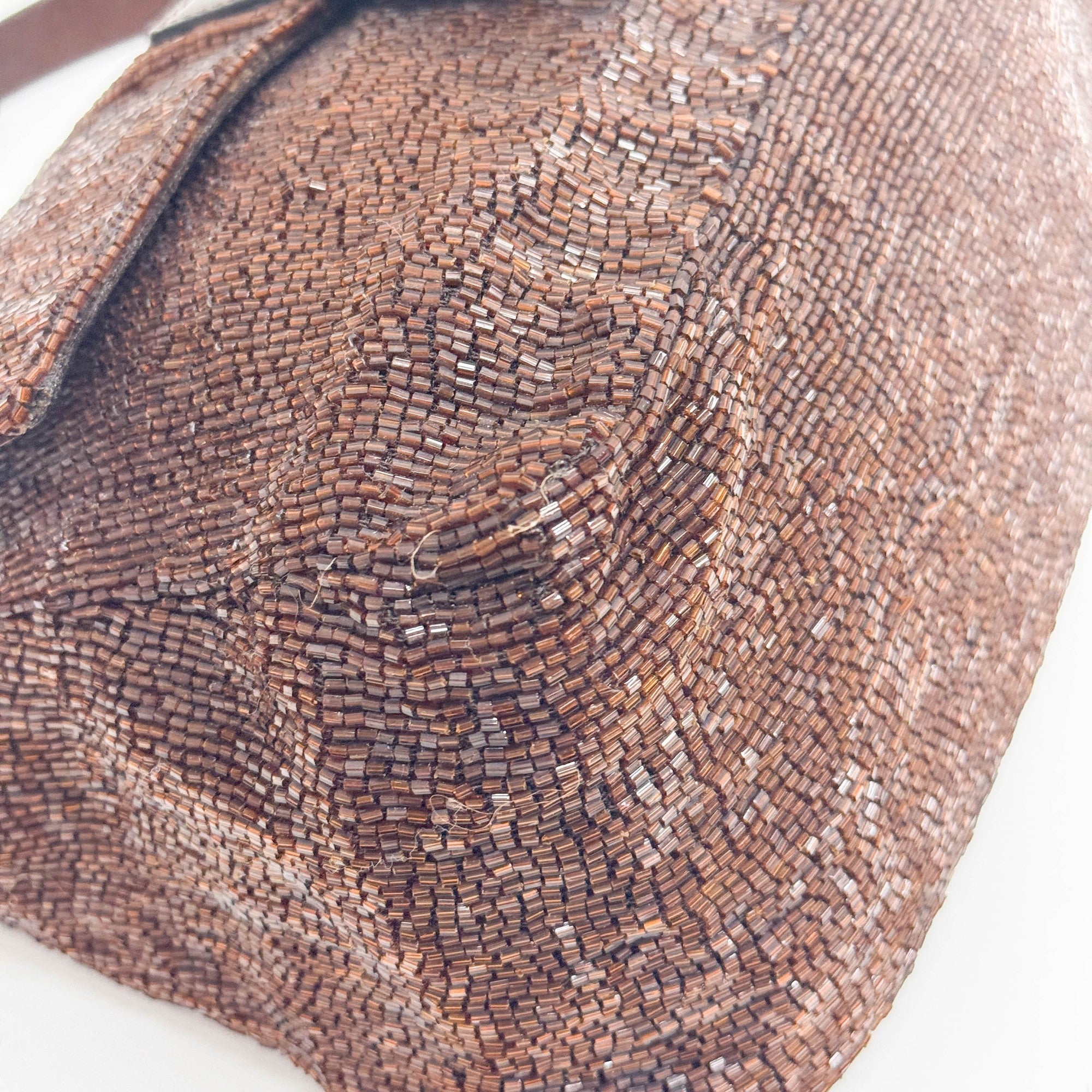 Mamma Baguete Brown Beads Shoulder Bag