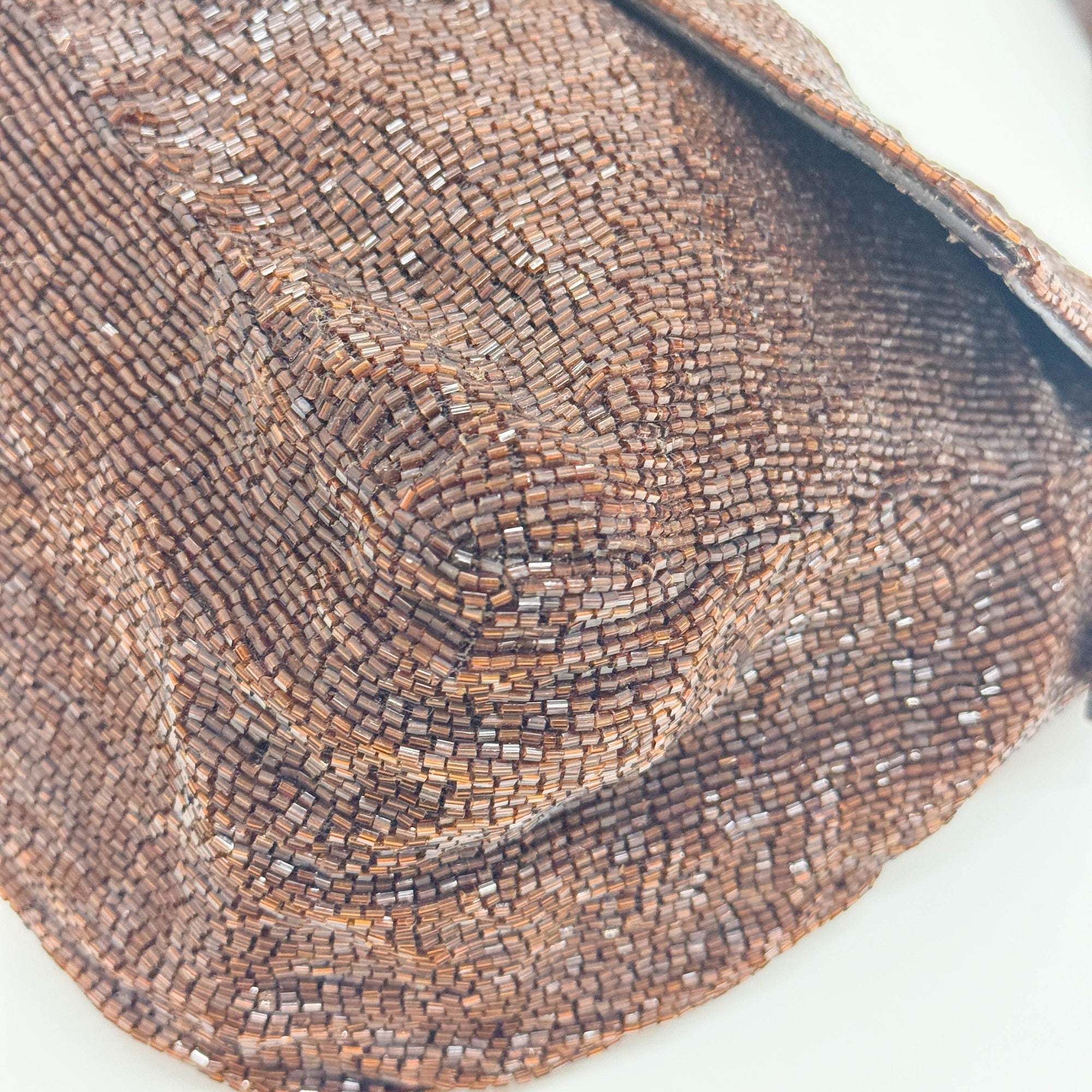 Mamma Baguete Brown Beads Shoulder Bag