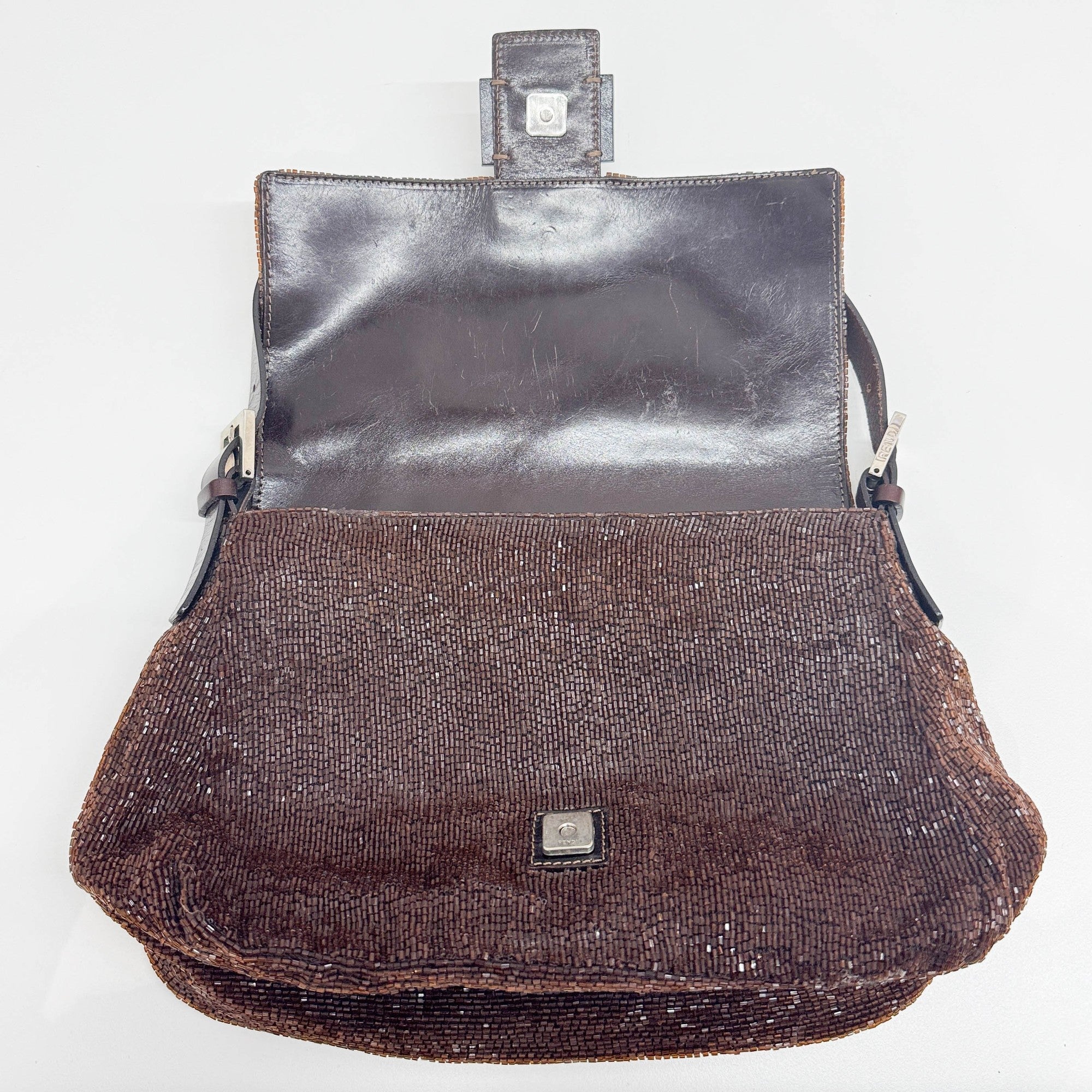 Mamma Baguete Brown Beads Shoulder Bag