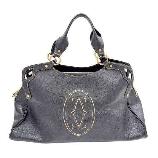 Marcello in Black Leather and Gold Details Shoulder Bag