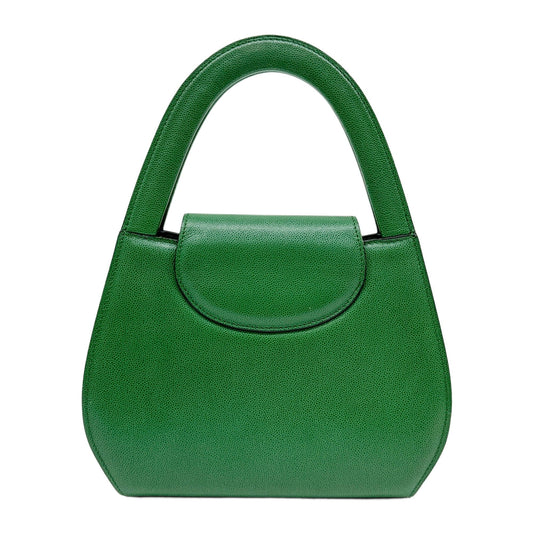 Panthere in Green Texturized Leather with Gold Buckle Hadle Bag