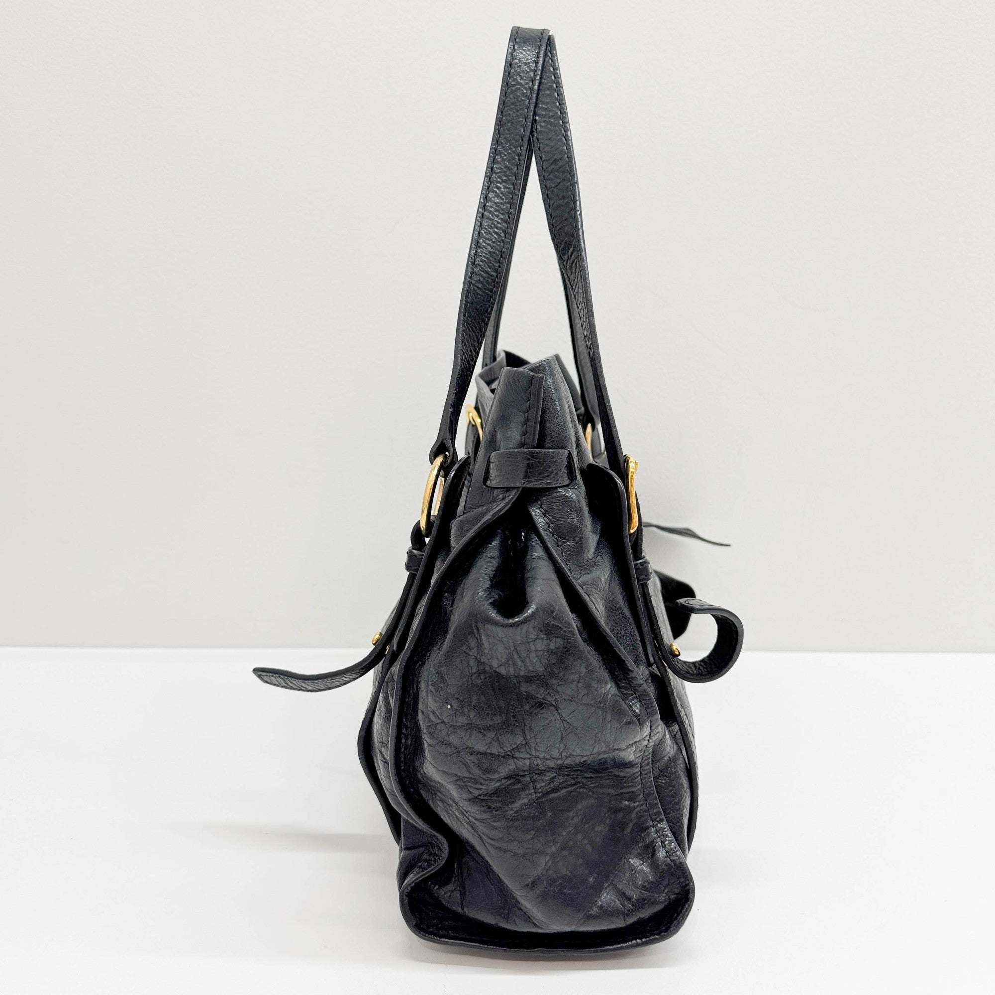 Black Leather Bow Bag Shoulder Bag