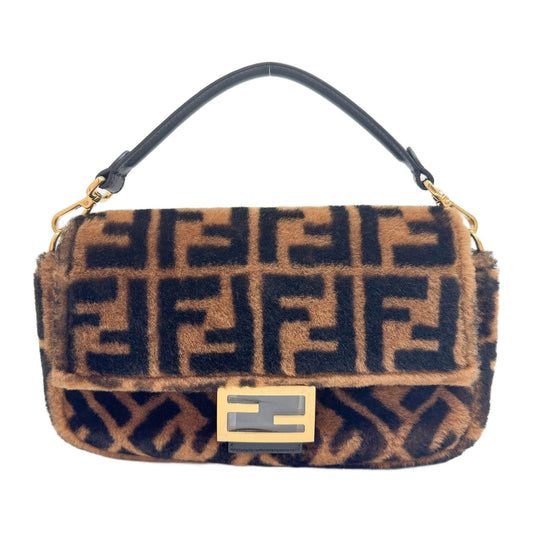 Baguette Zucca Shearling Fur Shoulder Bag