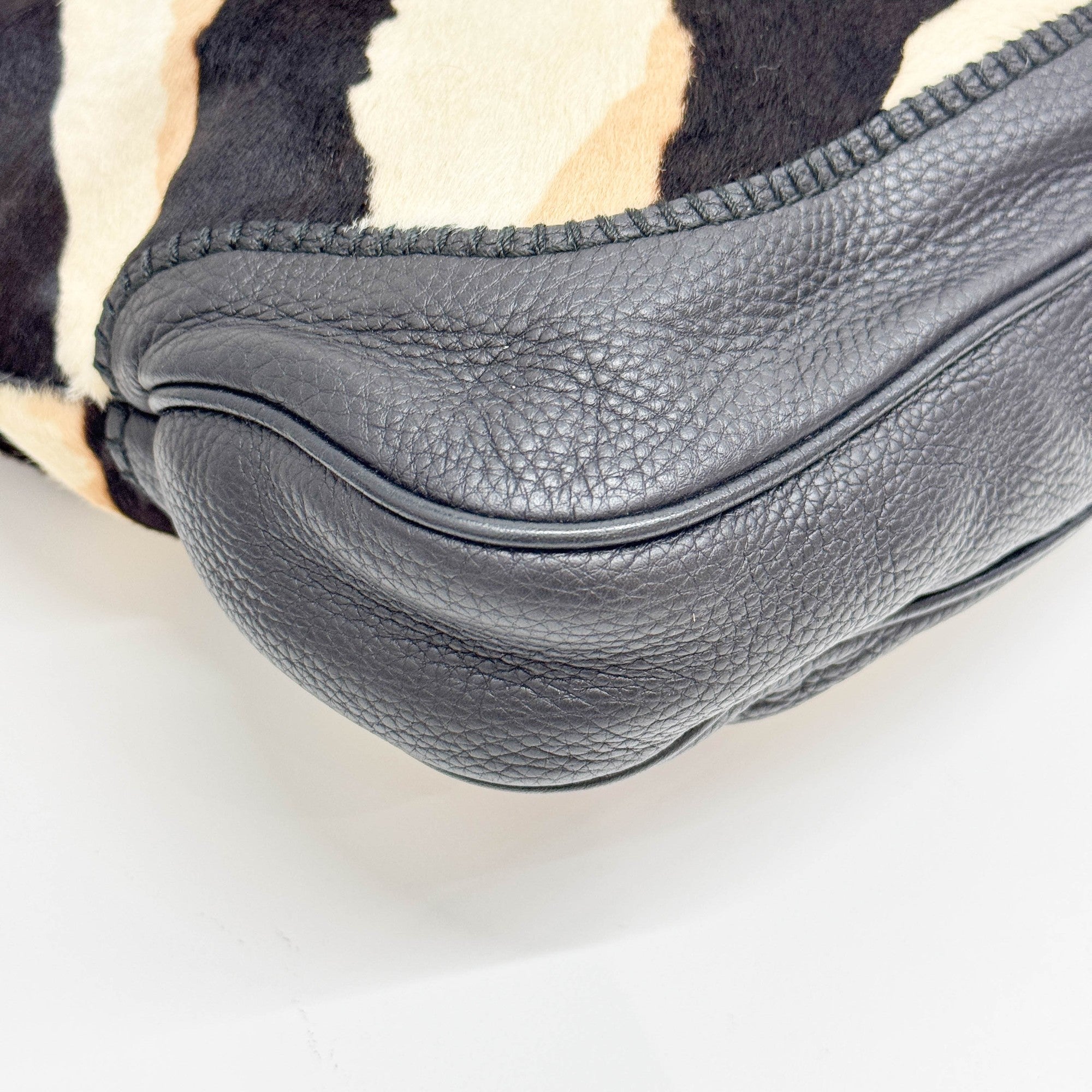 Jackie Animal Print in Pony Hair and Leather Shoulder Bag